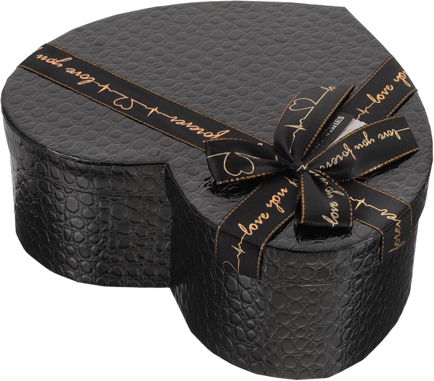 EXCEART Caja en forma de corazón, caja de corazón negro, cajas de regalo de anidación con cubierta, cinta de lazo, flores, caja de embalaje para