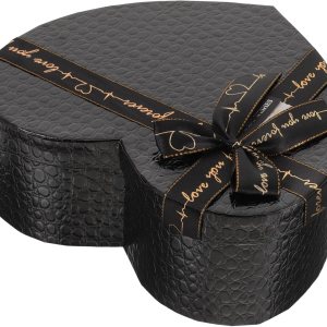 EXCEART Caja en forma de corazón, caja de corazón negro, cajas de regalo de anidación con cubierta, cinta de lazo, flores, caja de embalaje para EXCEART Caja en forma de corazón, caja de corazón negro, cajas de regalo de anidación con cubierta, cinta de lazo, flores, caja de embalaje para