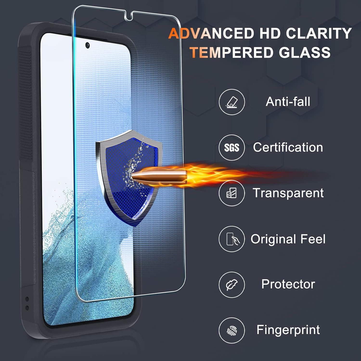 Funda para Samsung Galaxy A54 5G con 1 protector de pantalla de vidrio templado y 1 funda para lente de cámara, resistente y a prueba de golpes,