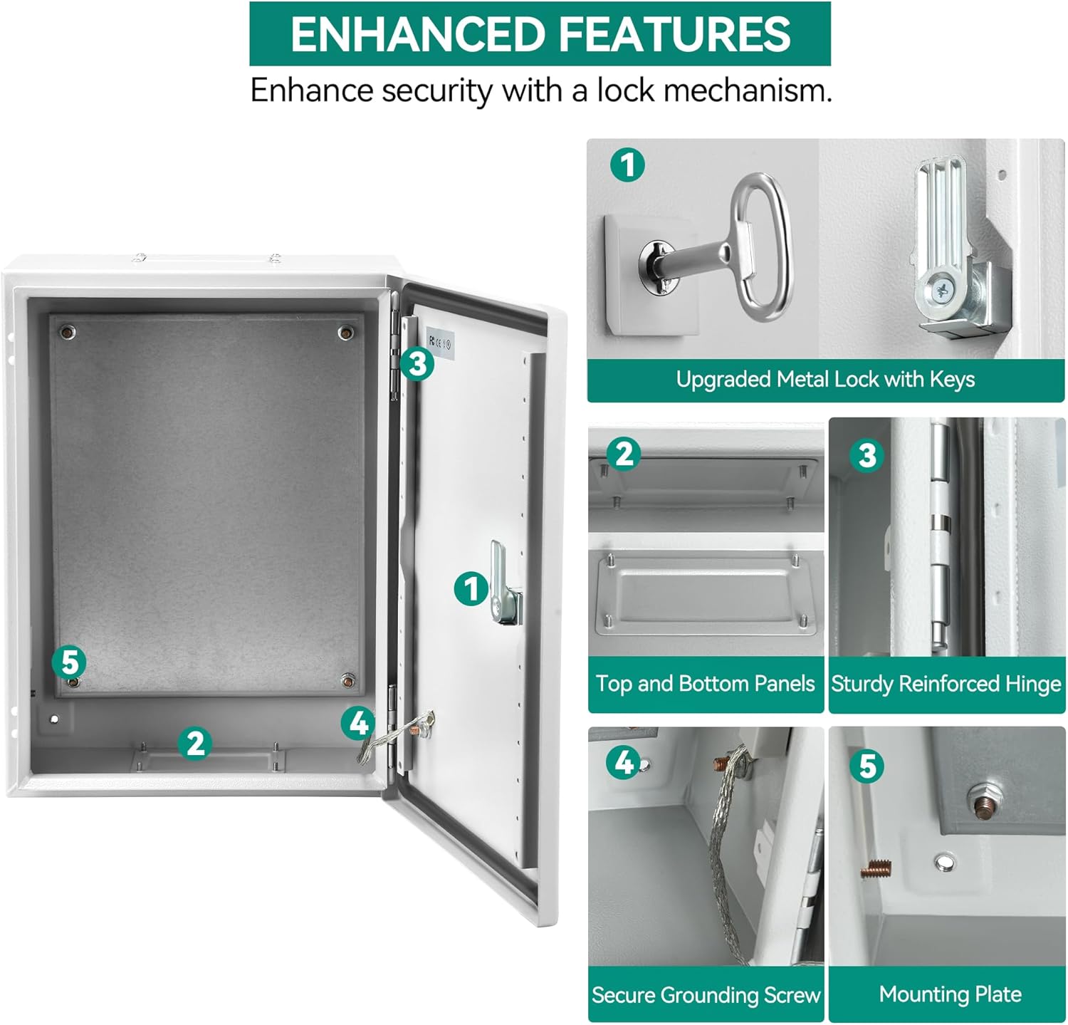 YITAHOME Caja eléctrica NEMA 4X, 20×16×10 ” Caja eléctrica al aire libre certificada UL, IP66 resistente al agua a prueba de polvo, acero laminado
