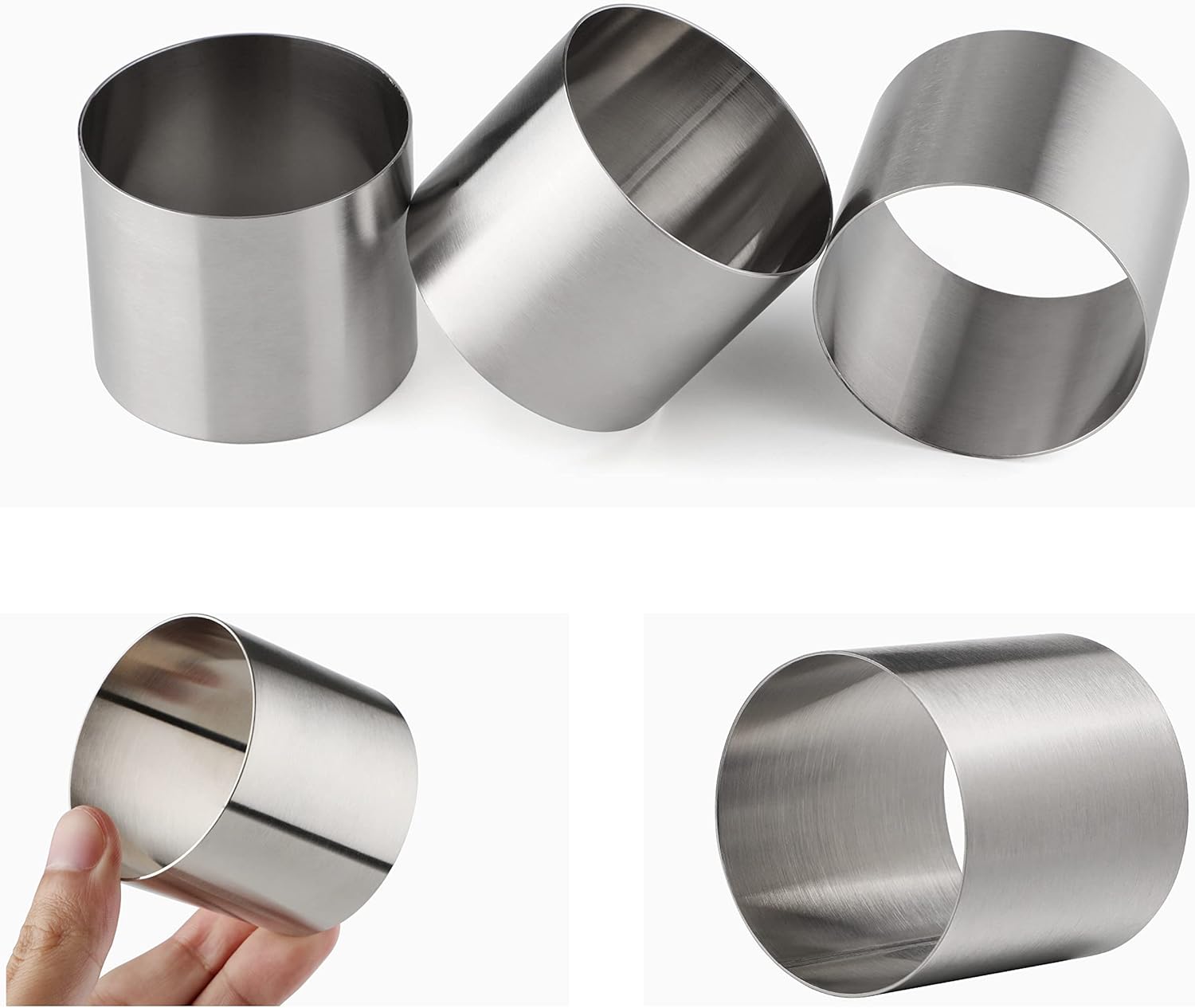 Anillos para tartas, 6 paquetes de 2 x 2 pulgadas, de acero inoxidable, antiadherentes, moldes de anillo redondo, moldes de mousse para postre,