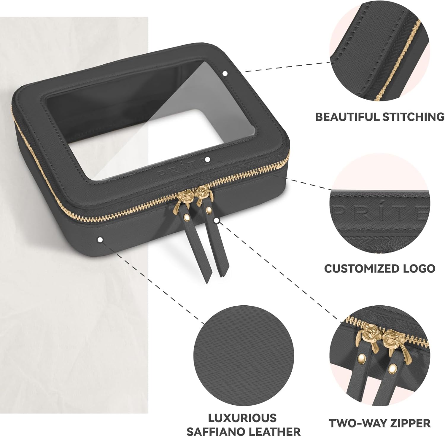 Bolsa de maquillaje transparente, estuche organizador de cosméticos, bolsa de aseo de viaje impermeable, bolsa de cuidado de la piel con cremallera