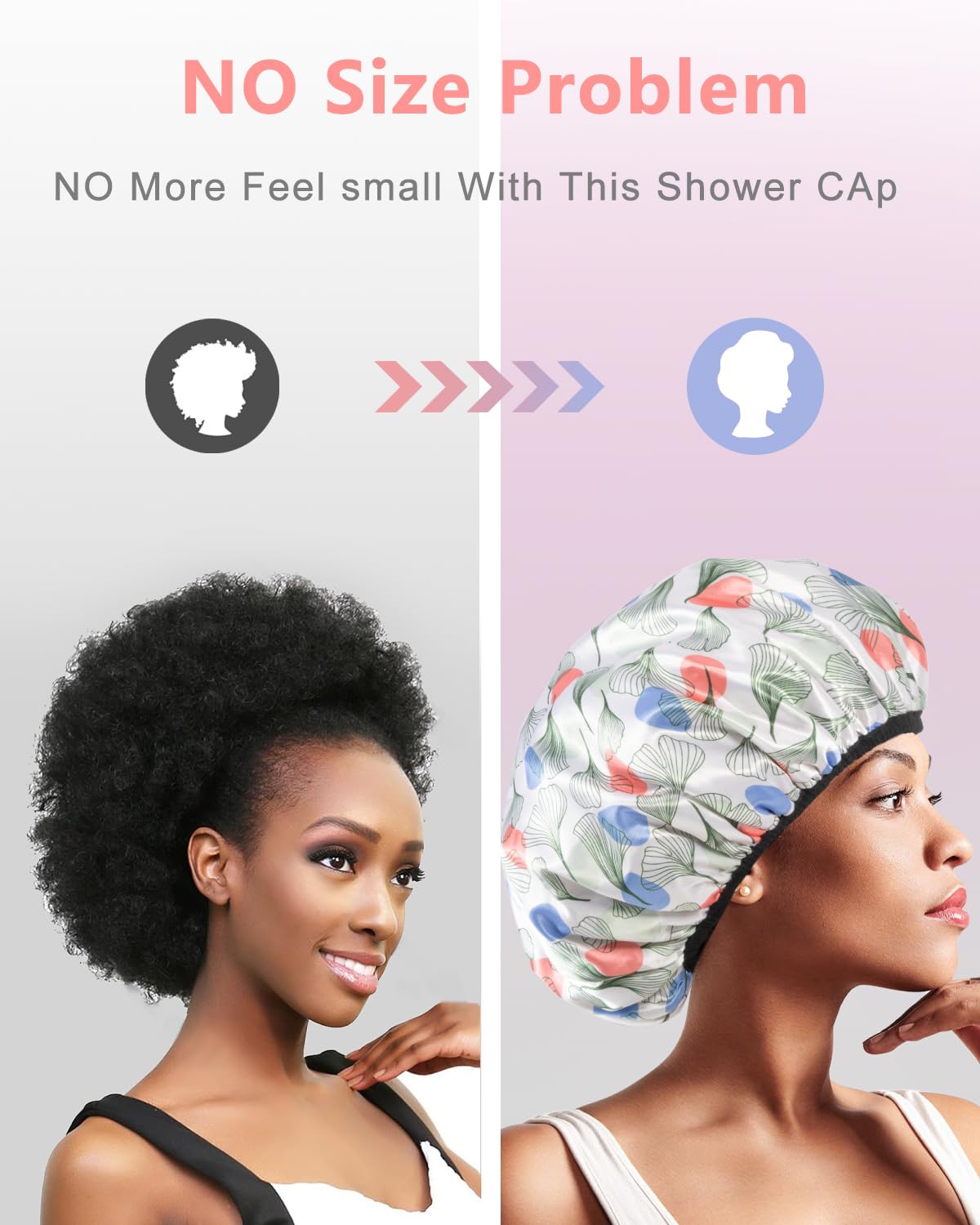 Aquior Gorro de ducha con forro de rizo para mujer, gorro de ducha reutilizable, triple capa impermeable, extra grande para mujeres de pelo largo