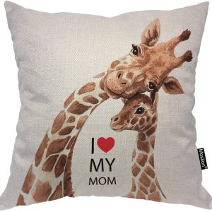 Moslion Giraffe Throw Pillow Cover with I Love My Mom Inspirational Quote Lettering Heart Safari Animal Square Pillow Case Cushion Cover for Home Moslion Giraffe Throw Pillow Cover with I Love My Mom Inspirational Quote Lettering Heart Safari Animal Square Pillow Case Cushion Cover for Home