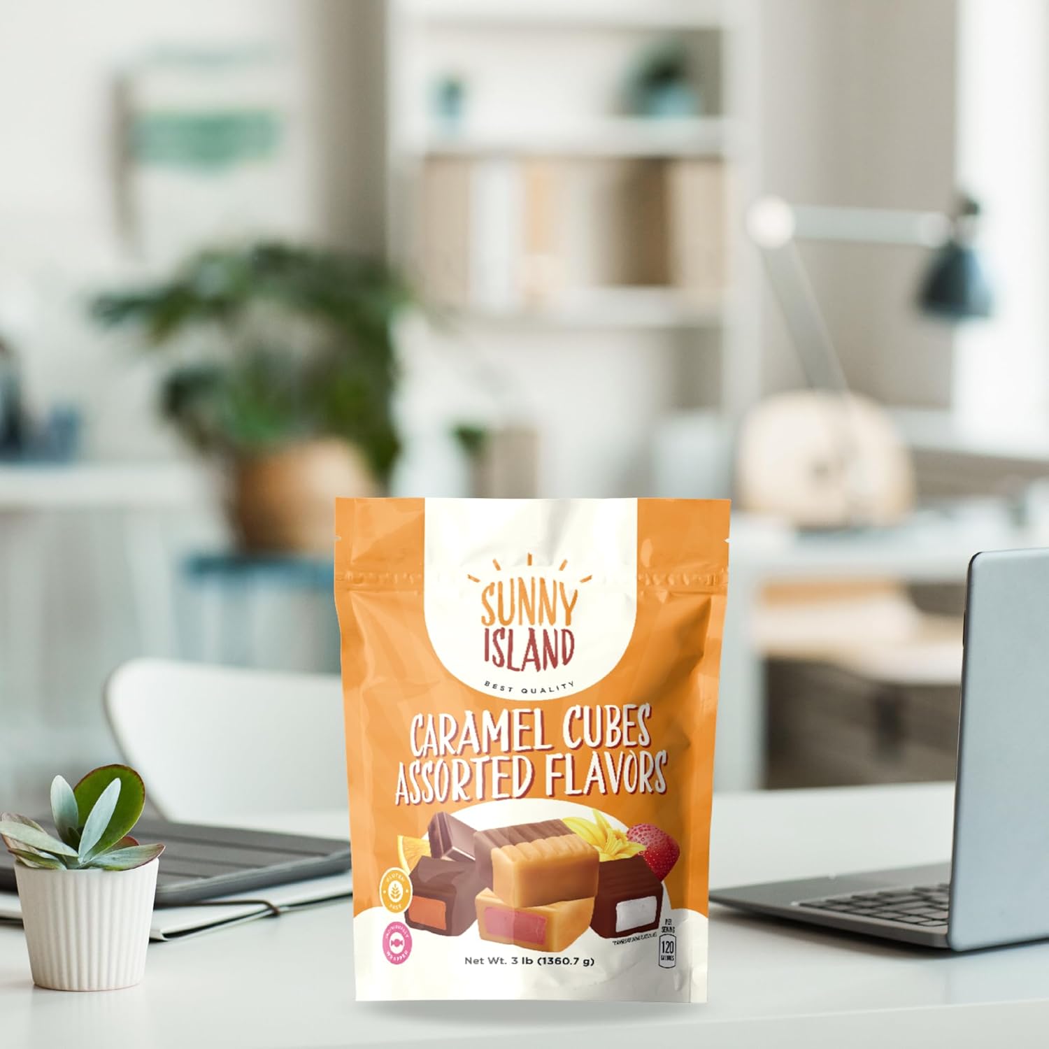 Caramelos rellenos de caramelo  Sabores surtidos – Fresa, chocolate, naranja, vainilla, menta  Envuelto individualmente, bolsa de 3 libras