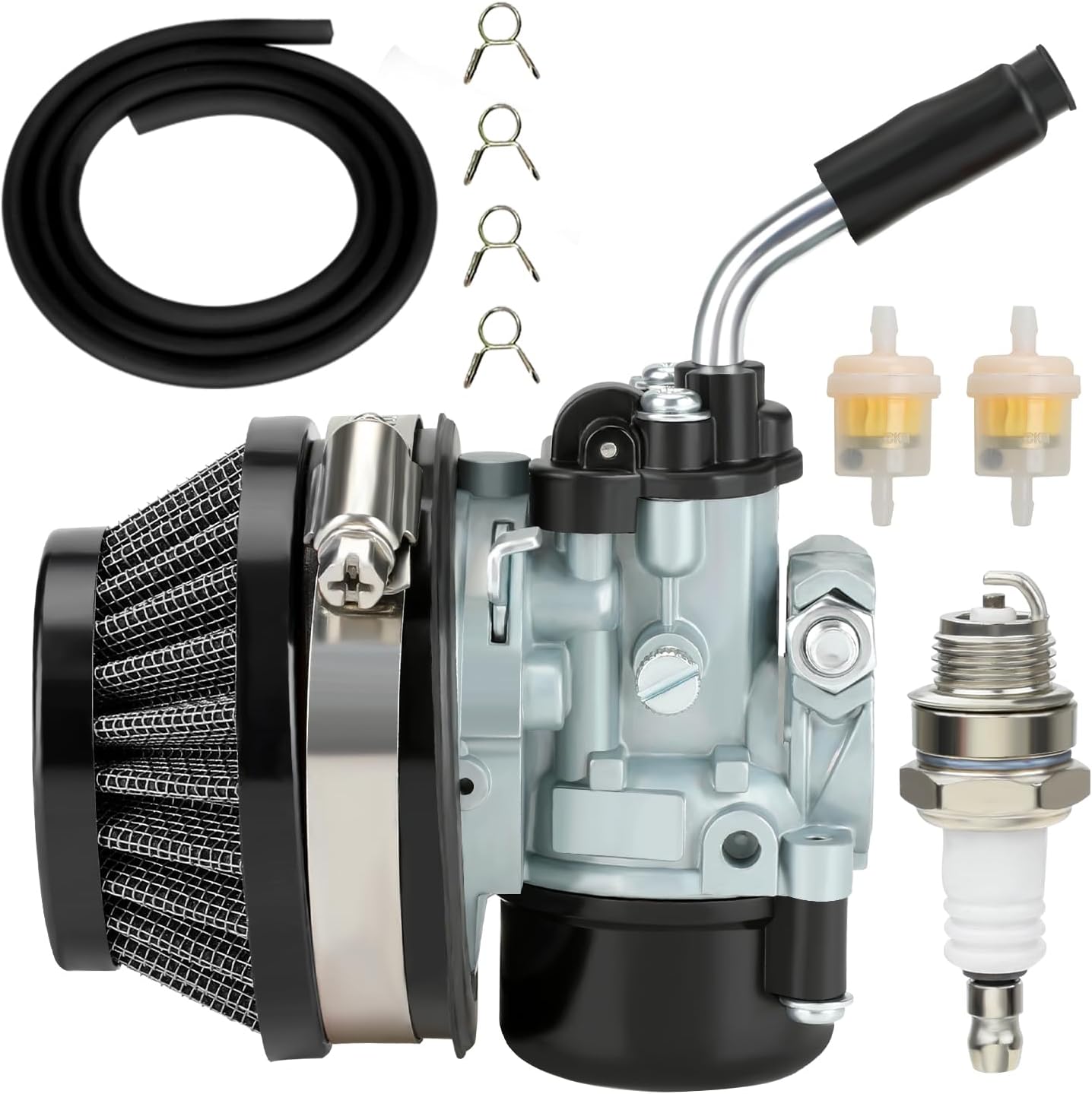 YOXUFA Carburador de carreras de 2 tiempos, kit de filtro de aire de 2.283 in para motor de 80 cc, 100 cc, 49 cc, 50 cc, 66 cc, motor de gasolina,