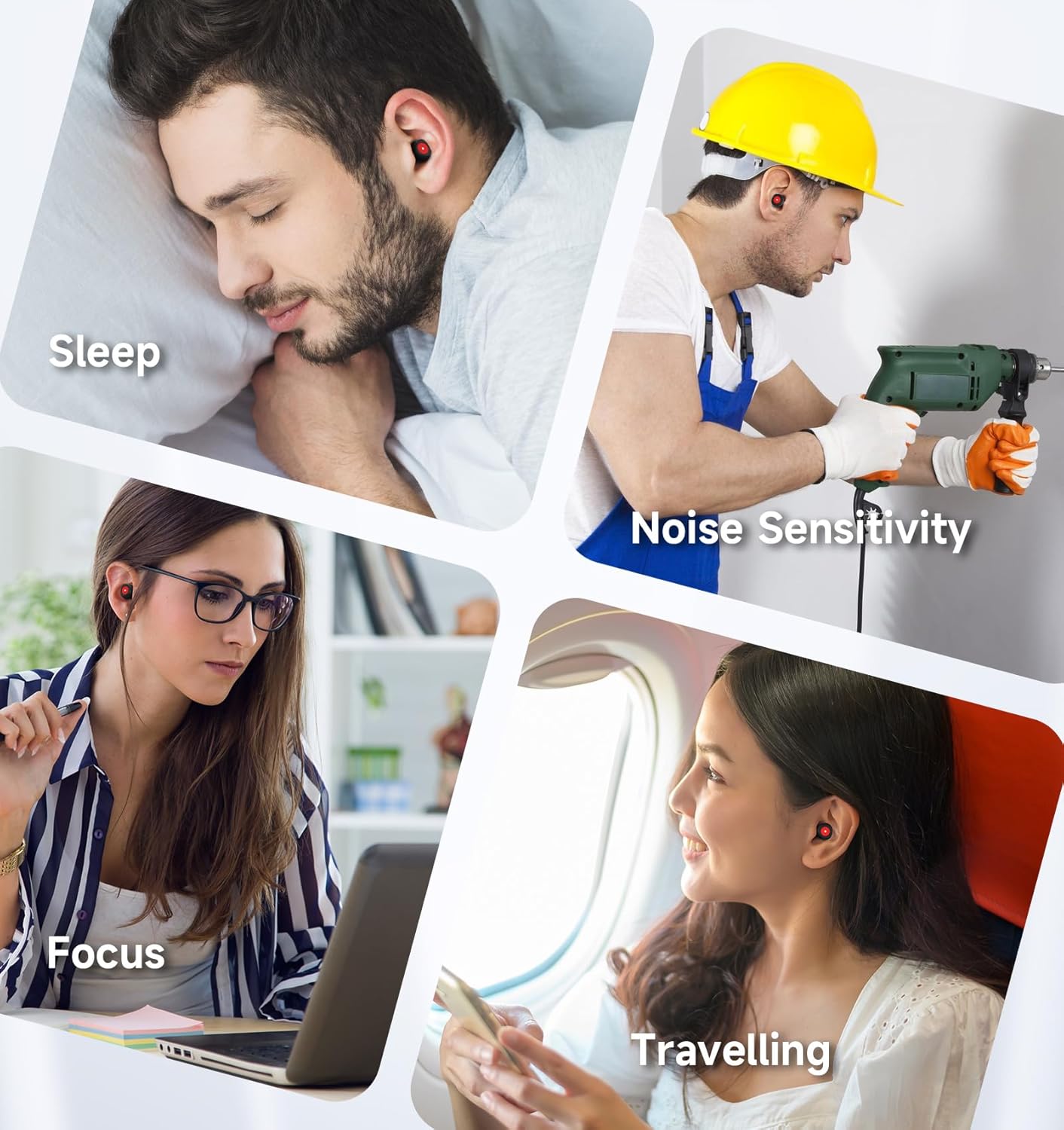 MUSICOZY Tapones suaves para los oídos, reducción de ruido de 35 dB, tapones de silicona reutilizables para dormir, ronquidos, conciertos, aviones,