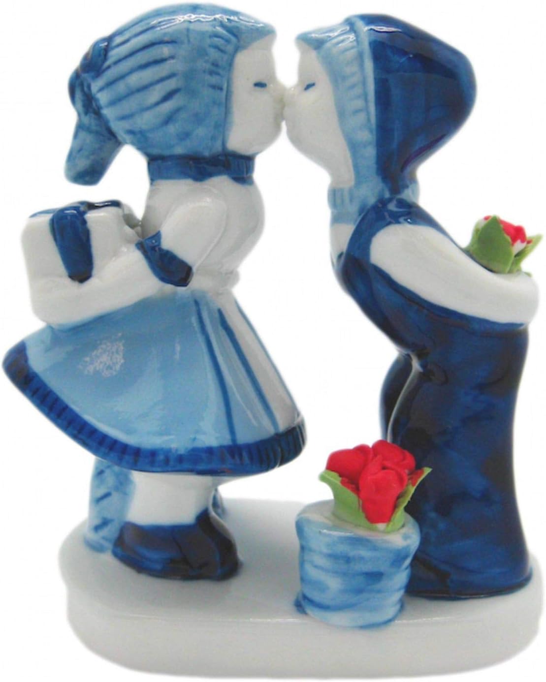 Cerámica Delft Blue Kiss con Tulipanes (3.5″)  DutchGiftOutlet