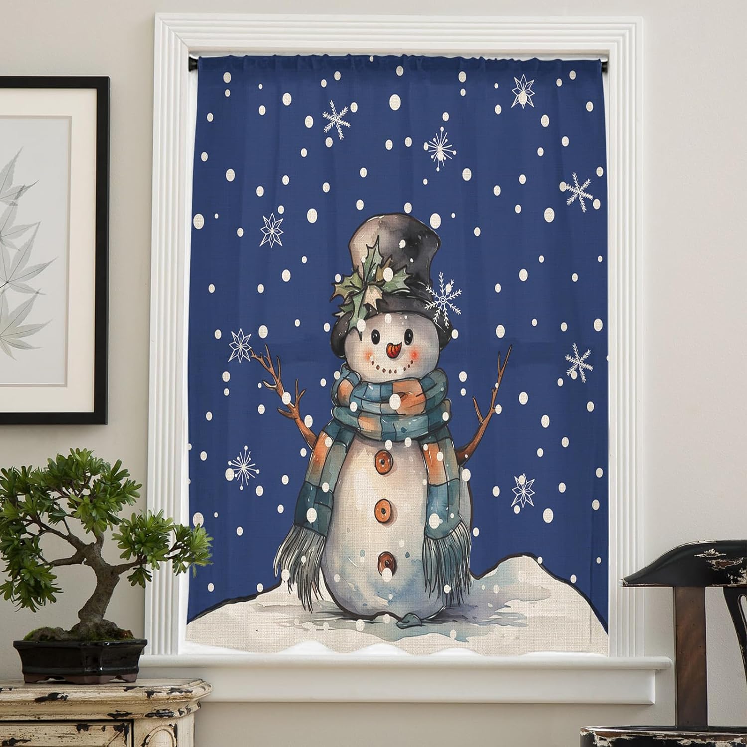 Shabby Chic – Cortinas de gasa con bolsillo para barra de 45 pulgadas de largo, cortinas de gasa semitransparentes con bolsillo para barra, cortinas