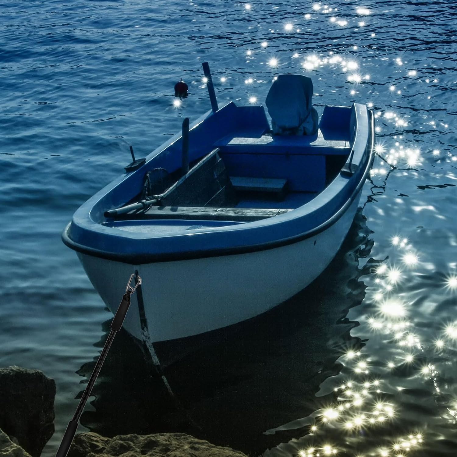 4 líneas de muelle elástico, líneas de muelle elástico de 2 pies con cuerda de amarre de clip inoxidable 316 para acoplamiento para P-W-C, Kay-ak,