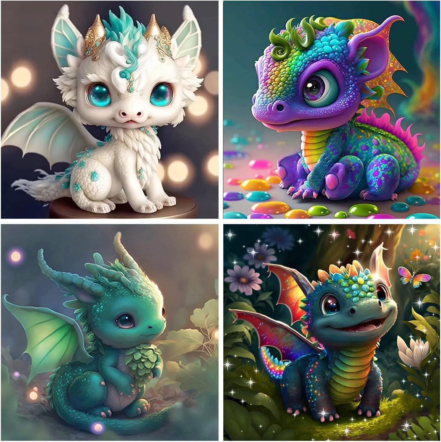 VeGuude Kits de pintura de diamantes para adultos  Paquete de 4 piezas de arte de diamantes 5D con diamantes de taladro completo, pinturas con