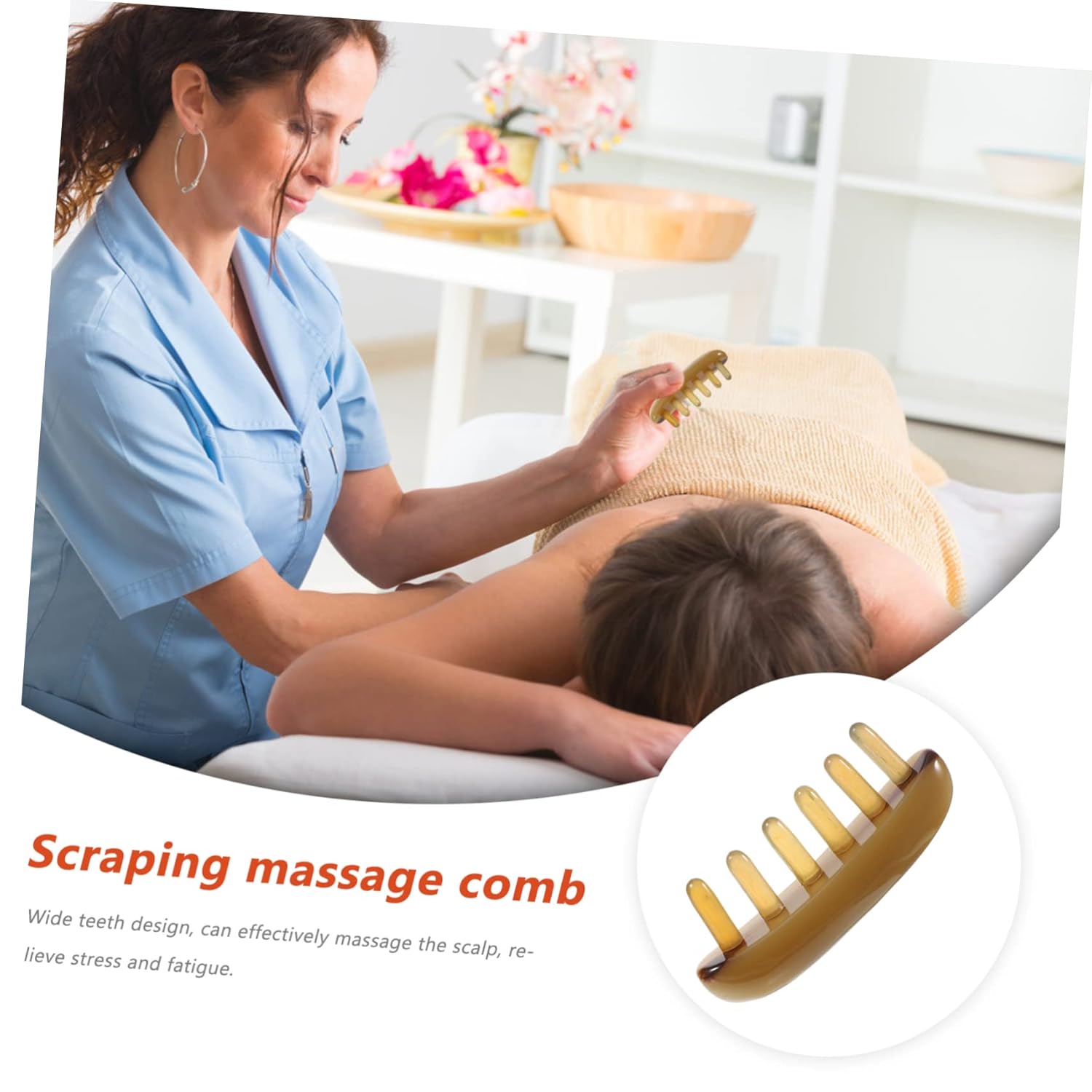 Beavorty Masajeadores de peine de masaje para cuello, masajeador de cuero cabelludo, peine masajeador corporal, peine Gua Sha, herramientas para el