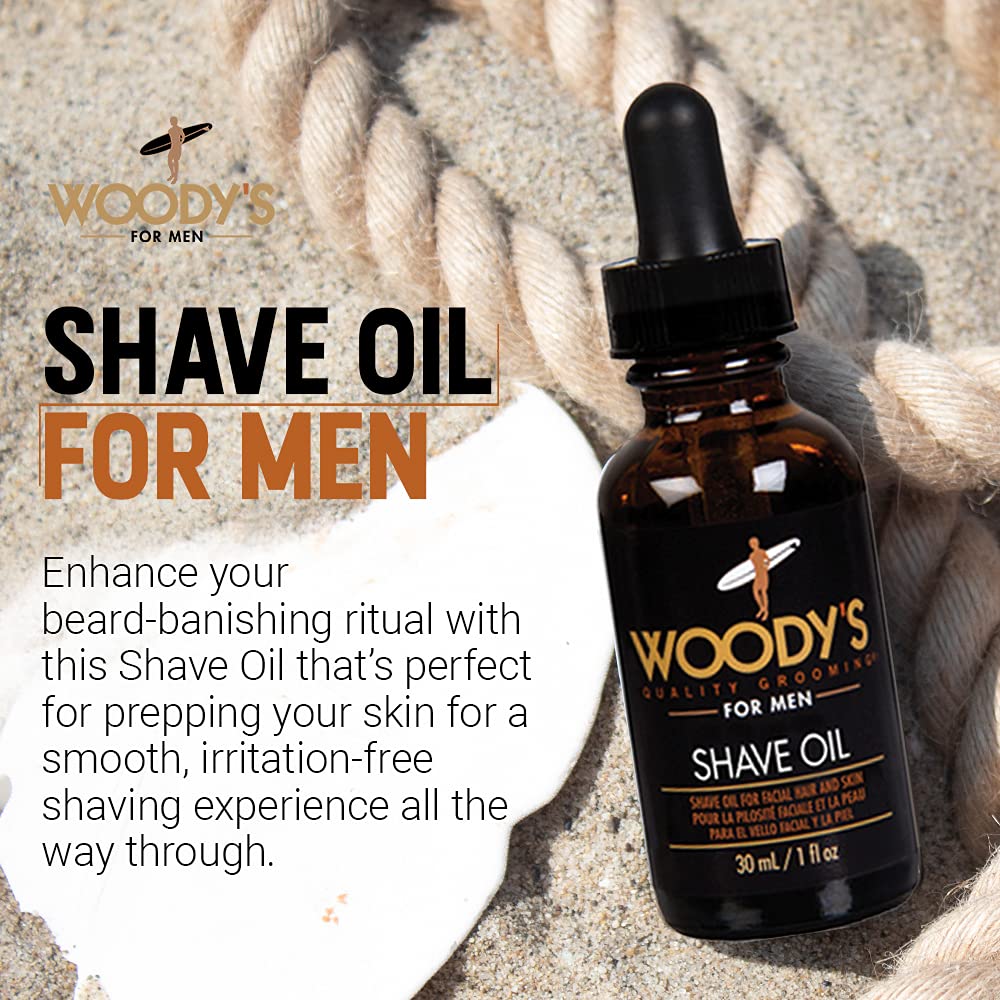 Woody’s Aceite de afeitado, pre-afeitado, aceite base para hombre, paquete de 1