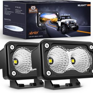 Nilight Luces LED para motocicleta, 2 unidades, luz de inundación de 3 pulgadas, luz antiniebla para todo terreno, 1160 lm, luz de conducción EMC Nilight Luces LED para motocicleta, 2 unidades, luz de inundación de 3 pulgadas, luz antiniebla para todo terreno, 1160 lm, luz de conducción EMC