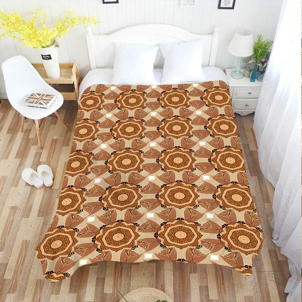 Moslion Soft Cozy Throw Blanket Tan and Brown Ethnic Ottoman Brown Beige Orange Fuzzy Warm CouchBed Blanket for AdultYouth Polyester 60 X 80