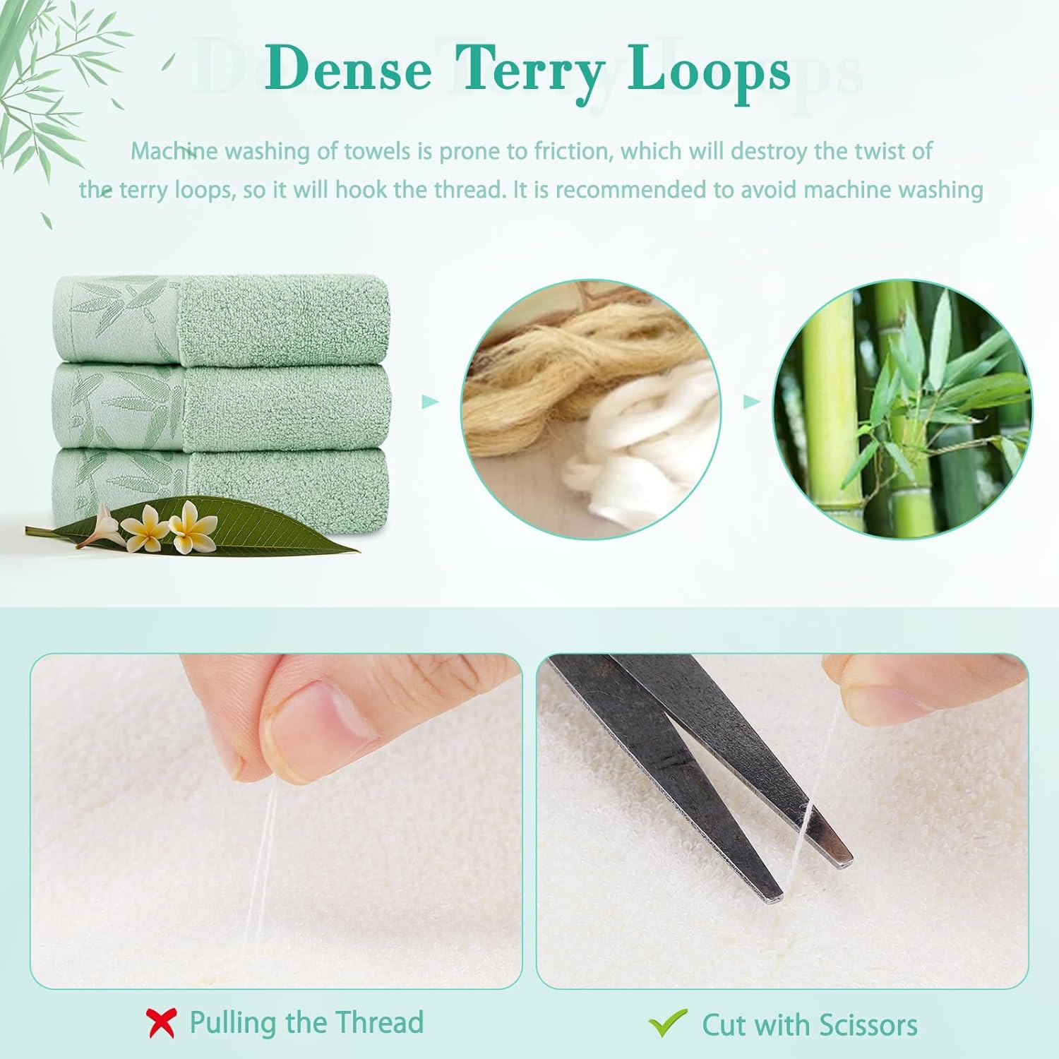 SEISSO Juego de 6 toallas de mano de viscosa de bambú, de secado rápido y duraderas, 13 x 29 pulgadas, suave y absorbente, perfecta para el baño en