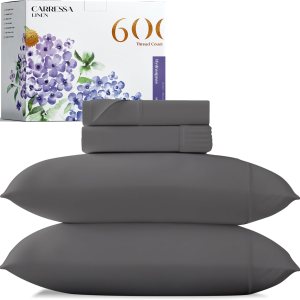 Carressa Linen – Juego de sábanas 100% algodón de 600 hilos Carressa Linen – Juego de sábanas 100% algodón de 600 hilos