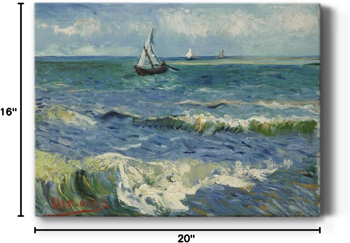 Renditions Gallery Paisaje marino en Saintes-Maries por Vincent Van Gogh impreso, famosa reproducción de pintura, impresión en lienzo de alta