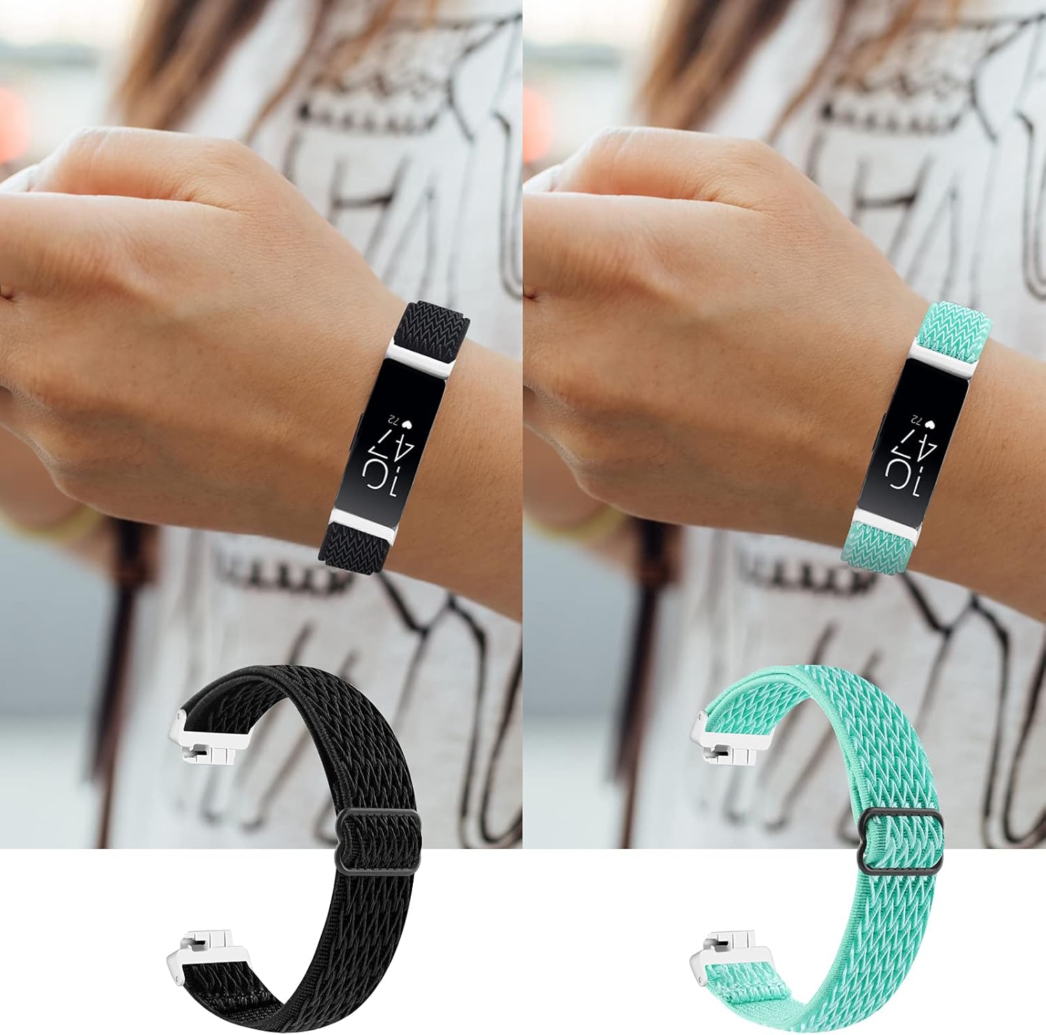 Paquete de 2 correas elásticas para reloj compatibles con Fitbit Inspire 2InspireInspire HR, pulsera deportiva de nailon suave transpirable de