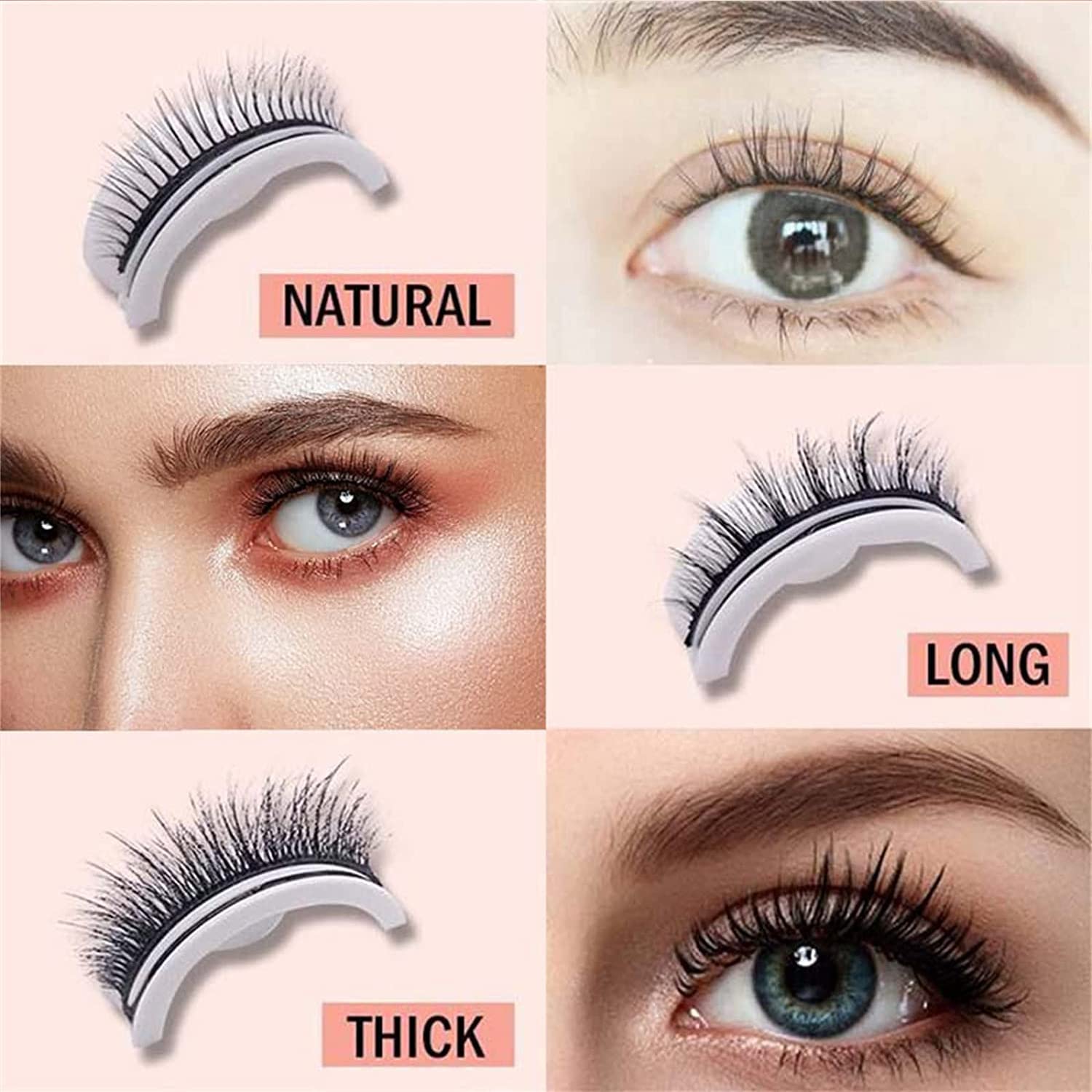 Glazy Boo – Pestañas postizas reutilizables, pestañas autoadhesivas, pestañas postizas de aspecto más natural, pestañas magnéticas Glazy Boo sin