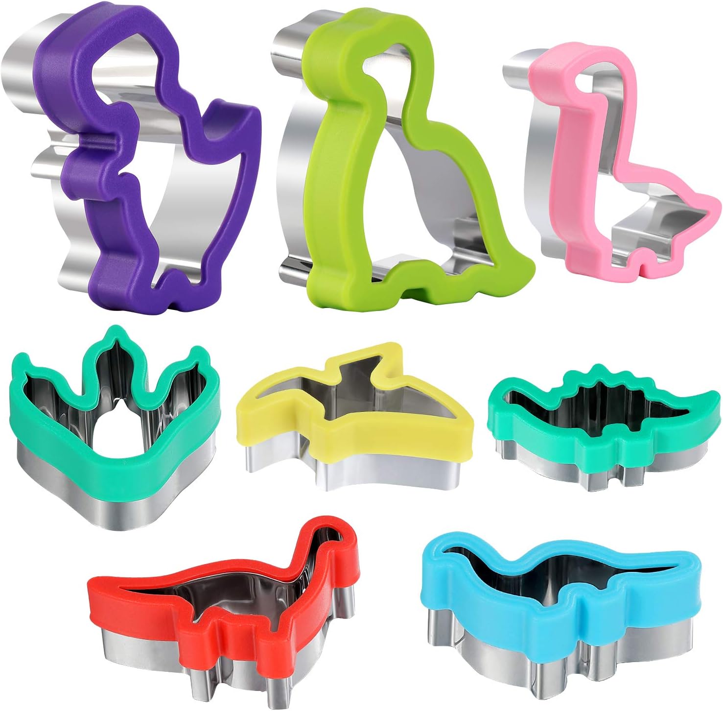 Juego de cortadores de galletas de dinosaurio, moldes de acero inoxidable con forma de caramelo para manualidades, cocina, hornear, niños, temática