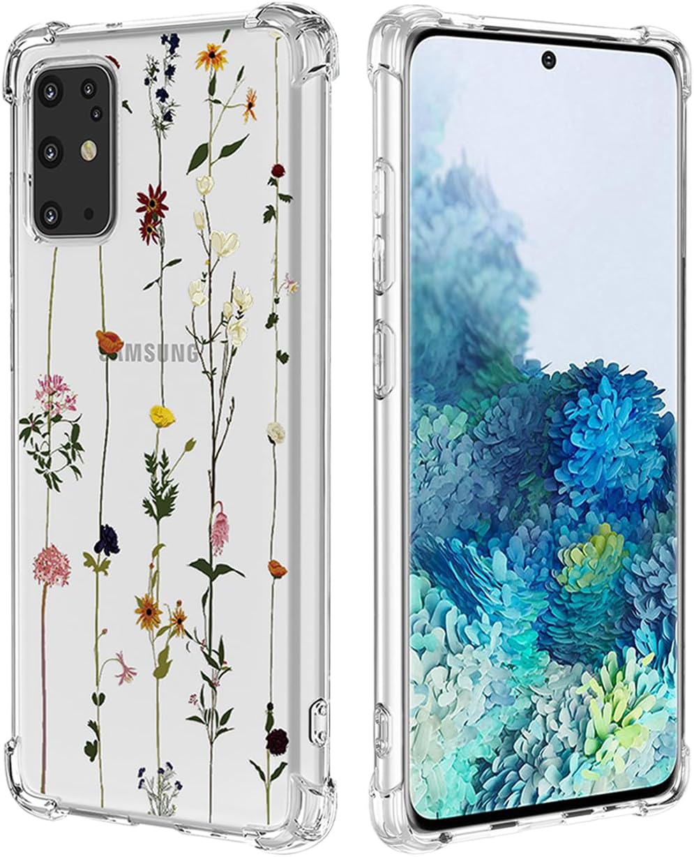 Funda de teléfono para Galaxy S20 5G, Samsung S20 SM-G981U, funda transparente con patrones de jardín de flores, funda protectora para Samsung