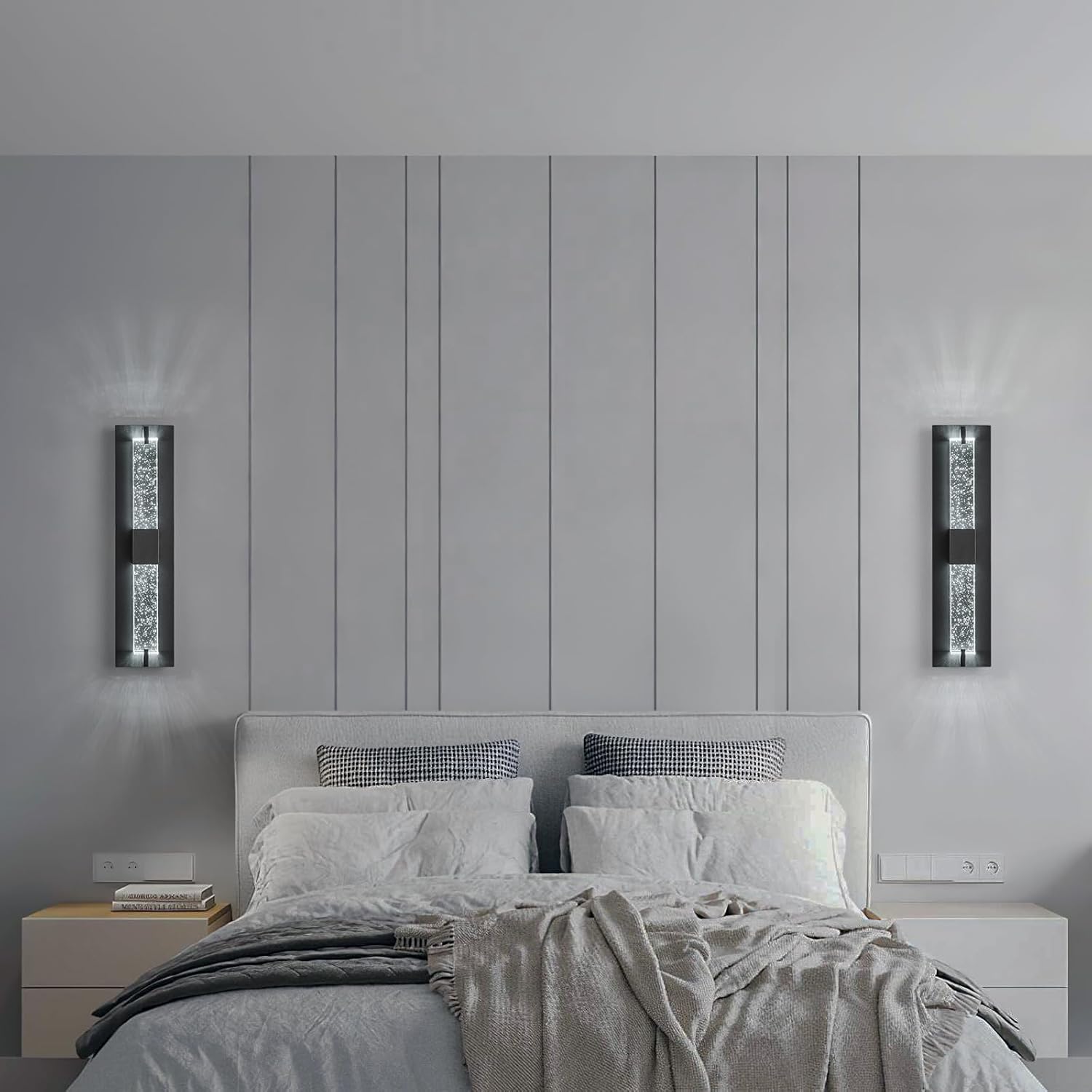 Modernos apliques de pared de cristal negro, elegante iluminación de pared para sala de estar, dormitorio, baño, pasillo, puerta, escalera, mesita