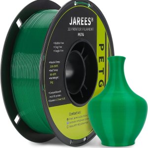 JAREES Filamento Petg de 1.75, dureza mejorada Petg verde sellado al vacío, carrete de 2.2 lbs, filamento de impresión 3D sin enredos, precisión JAREES Filamento Petg de 1.75, dureza mejorada Petg verde sellado al vacío, carrete de 2.2 lbs, filamento de impresión 3D sin enredos, precisión