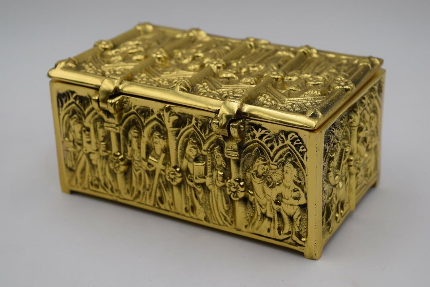 Caja dominante del tabernáculo de latón adornado, caja de reliquia del relicario, caja decorativa de la iglesia (CCG-816)