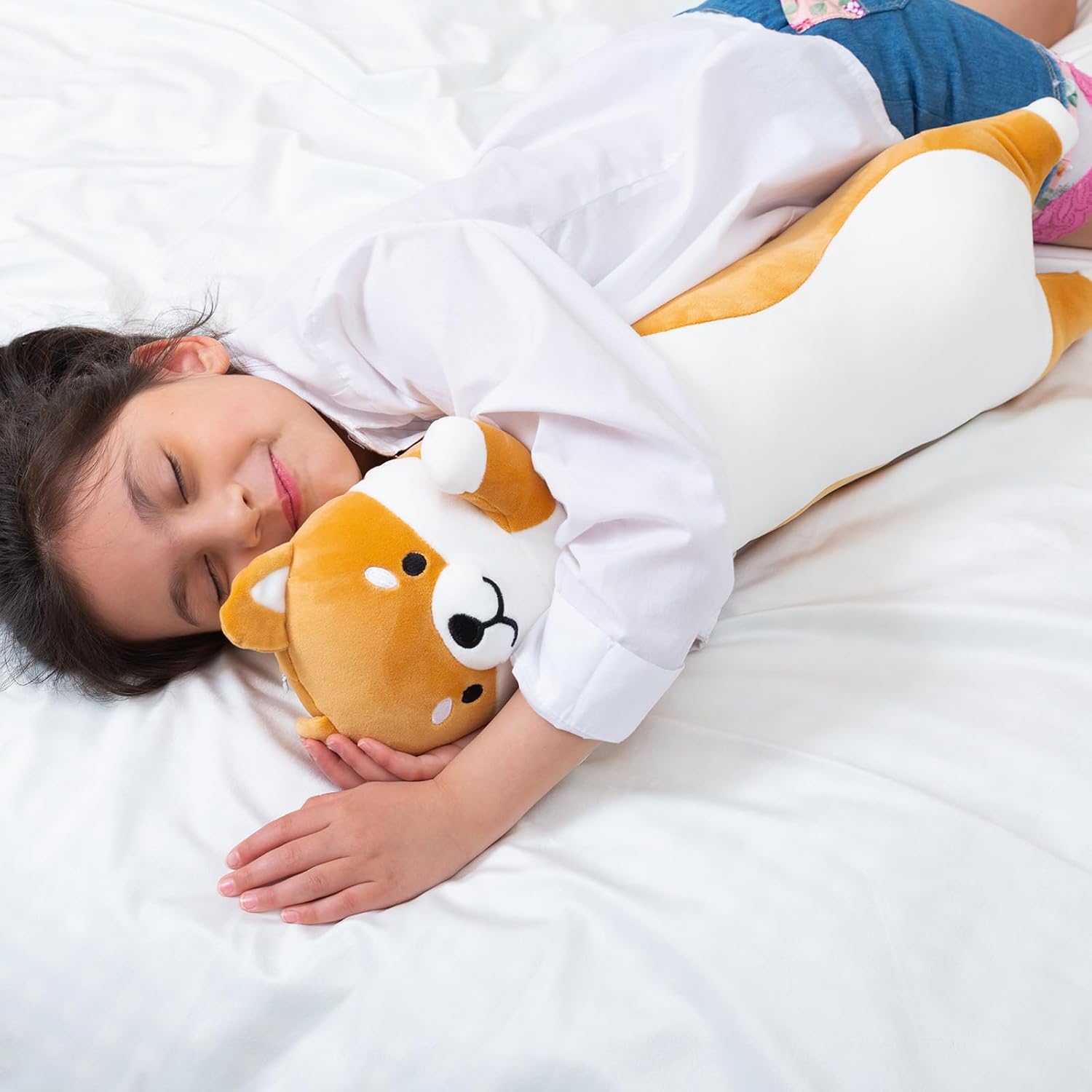 Almohada larga de peluche Shiba Inu gigante de peluche para perro Corgi, almohada para abrazar, cojín largo suave para dormir, regalos para niñas y
