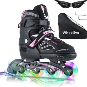 Patines en línea ajustables para niños y adultos, patines de rendimiento con ruedas iluminadas, ideales para jóvenes, niños y niñas, hombres y Patines en línea ajustables para niños y adultos, patines de rendimiento con ruedas iluminadas, ideales para jóvenes, niños y niñas, hombres y