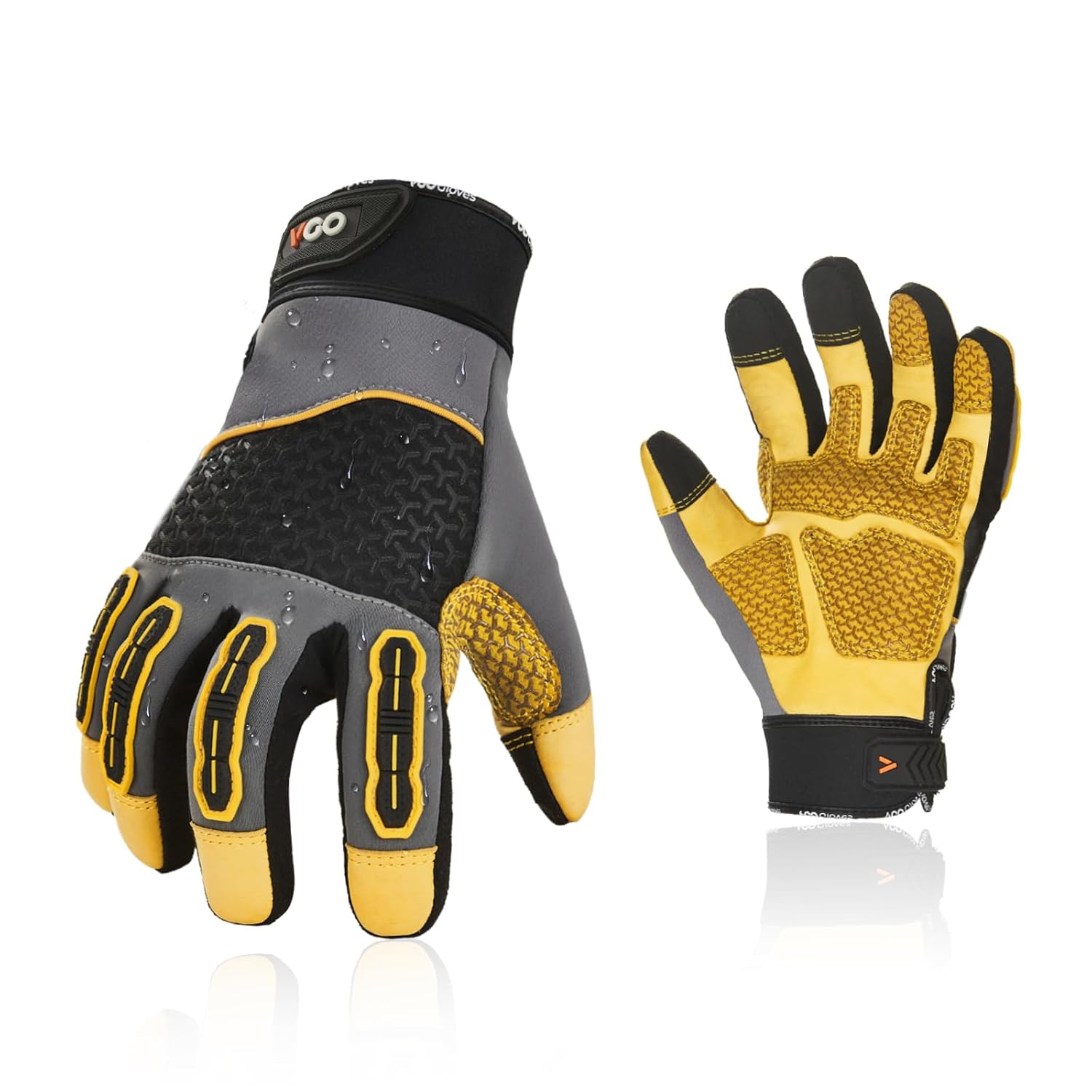 Vgo… Guantes de trabajo de cuero de vaca para hombre, guantes de jardinería de cuero, guantes de protección para el patio, guantes de protección