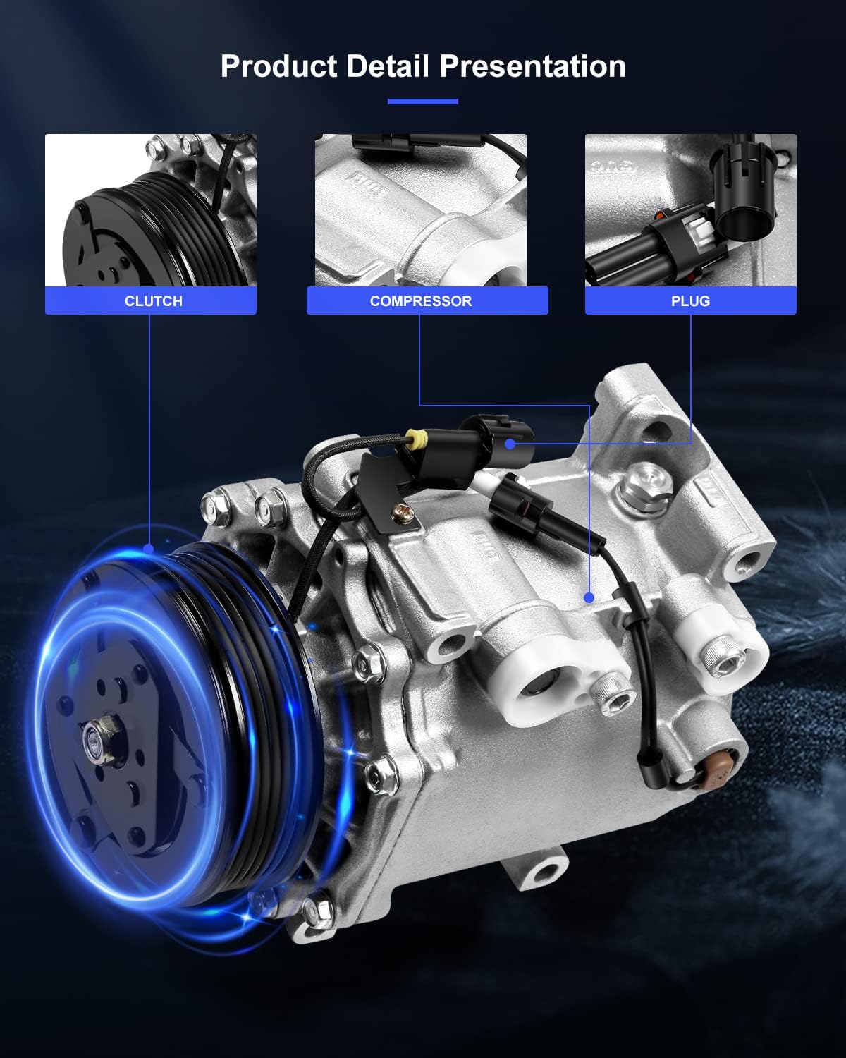 ECCPP CO 11159T AC Compresor con embrague 2004-2012 apto para M-itsubishi Galant 2.4L 2006-2011 para M-itsubishi Eclipse 2.4L