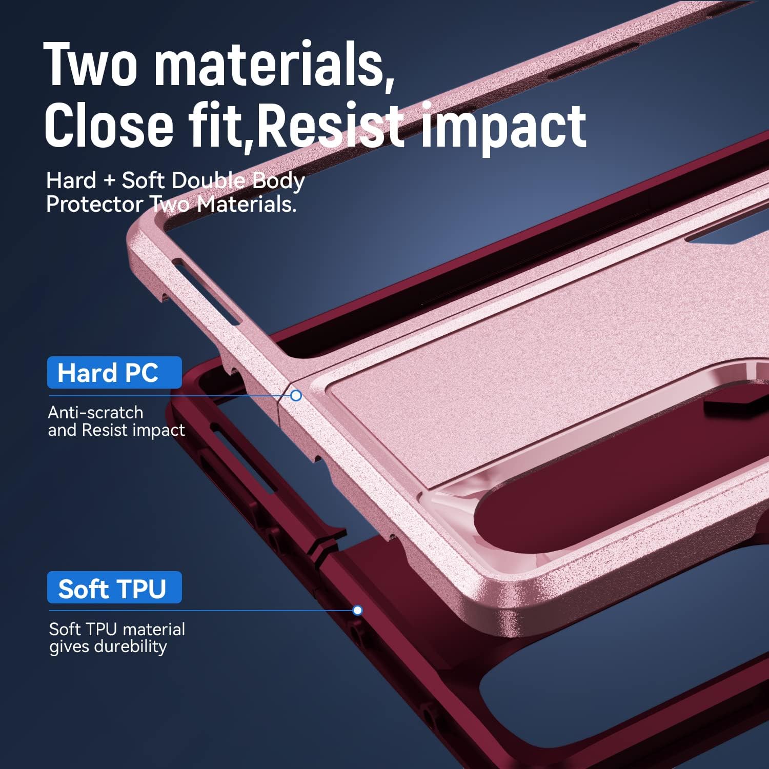 Funda para Samsung Fold 4, funda de teléfono para Samsung Z Fold 4 de doble capa, suave y flexible, carcasa rígida de TPU a prueba de golpes,