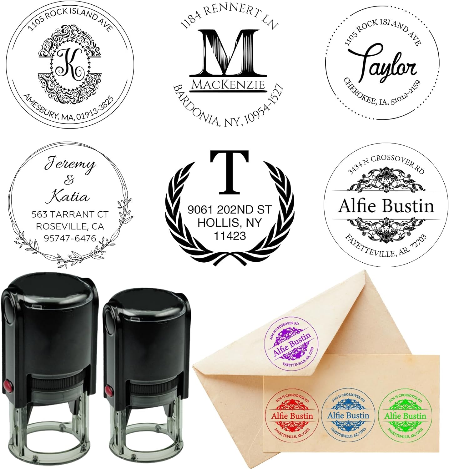Sello personalizado con autoentintado de dirección de retorno, sello personalizado con logotipo de texto  Sello de logotipo de negocios  Sello de