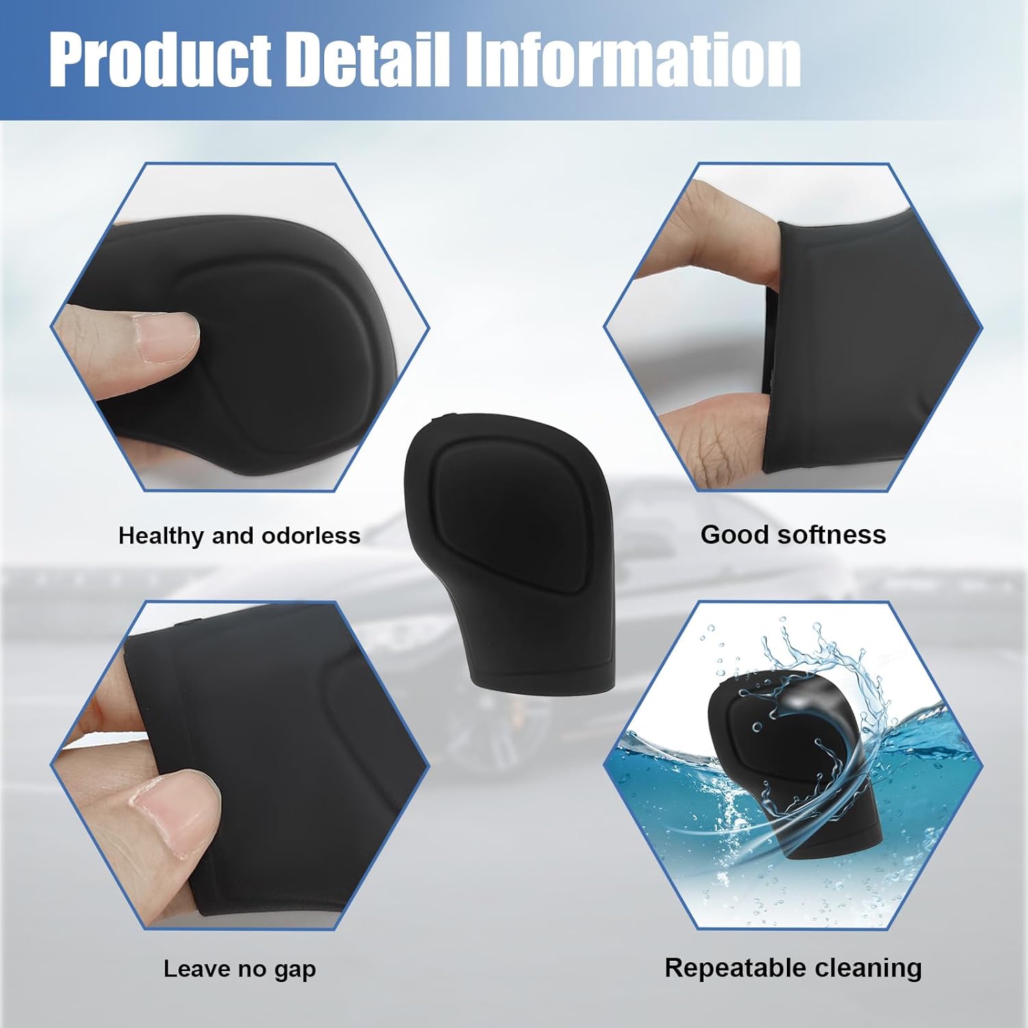 2 fundas para pomos de palanca de cambios de automóvil, accesorios de silicona elástica para proteger el cambio automático, protector antideslizante