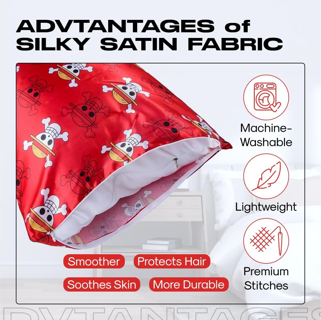Funda de almohada de anime de seda, funda de almohada decorativa, funda de almohada de tela suave de satén con cremallera para cabello y piel, RS