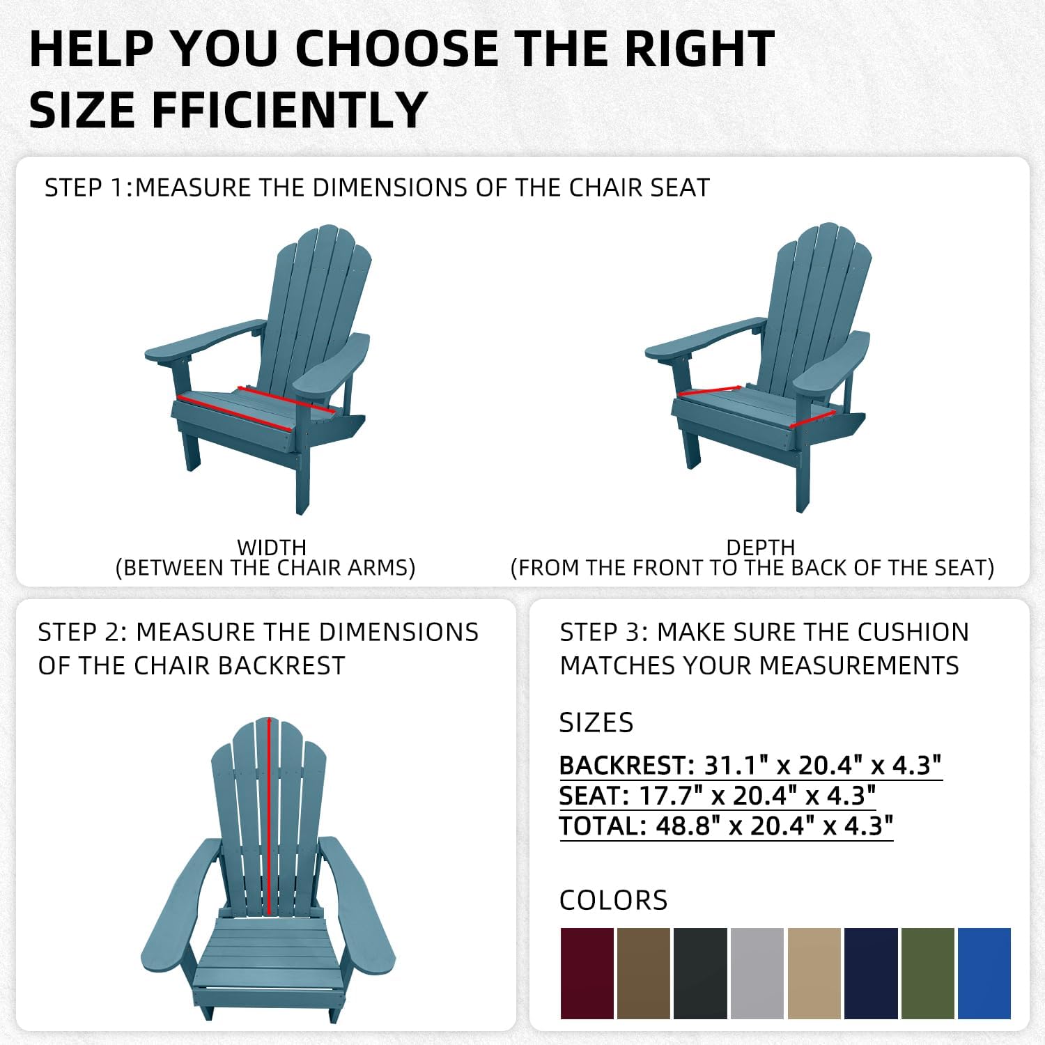 Adirondack & – Cojín para silla mecedora, cojines de respaldo alto para patio, almohada impermeable y sólida, almohadillas para interiores y
