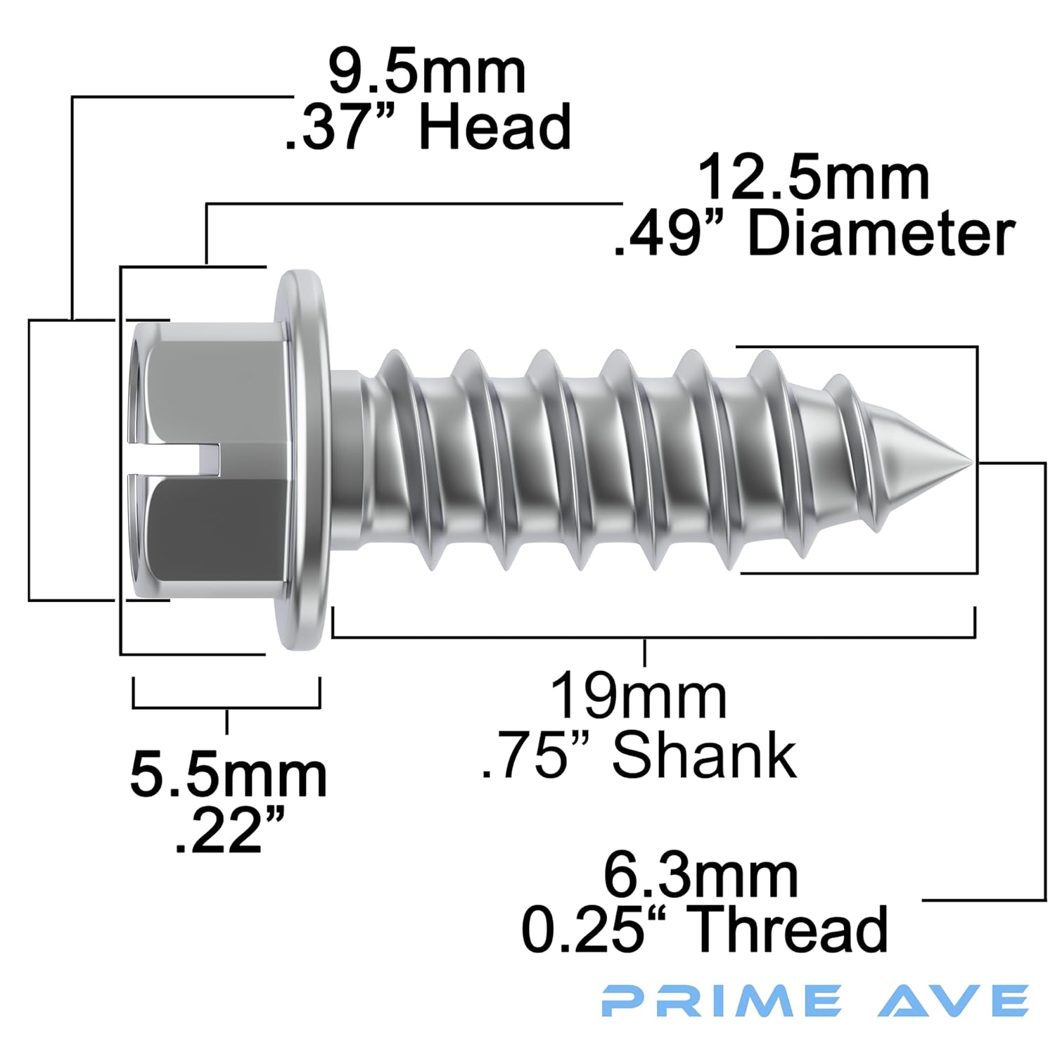 Prime Ave Tornillos de acero inoxidable resistentes a prueba de óxido con cabeza hexagonal ranurada de 38 pulgadas + insertos de nailon para