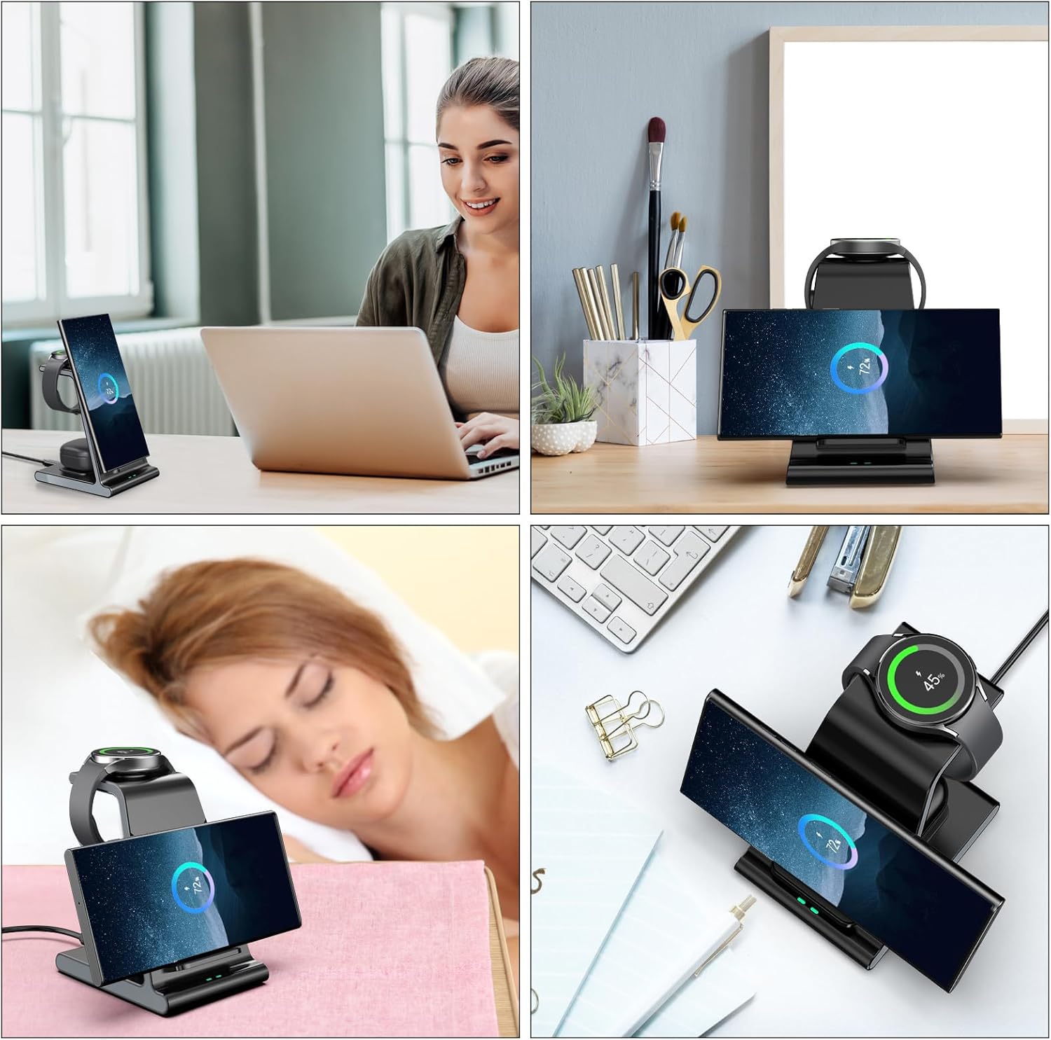 Cargador inalámbrico para Samsung, estación de carga para Samsung Galaxy S24 UltraS24+S24S23 UltraS23+S23S22Note 20Z Flip 5Fold 5, para Galaxy Watch