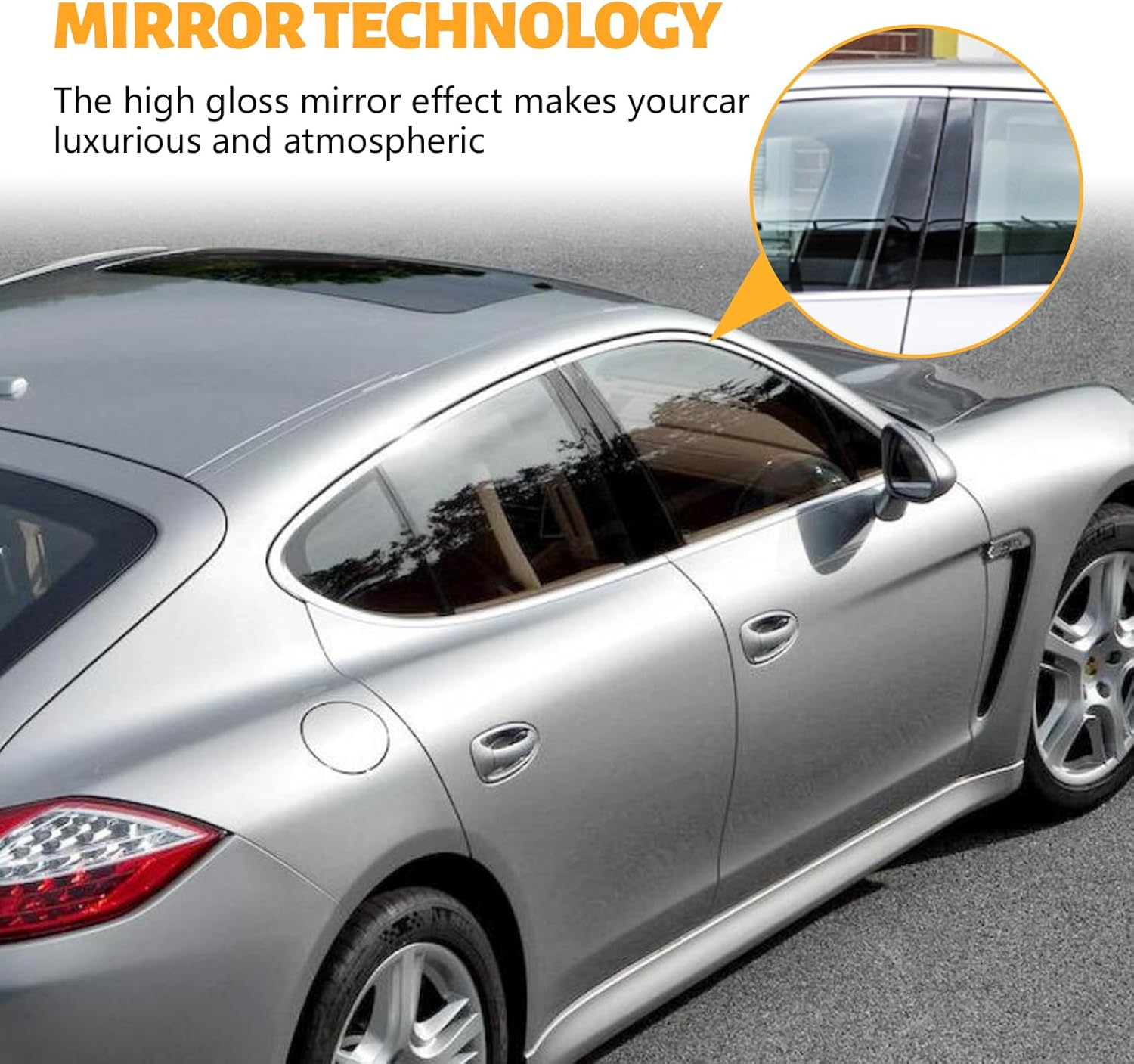 FUNY Kit de molduras de pilar B de policarbonato negro brillante – Adhesivo personalizado antiarañazos para Porsche Panamera 2010-2016