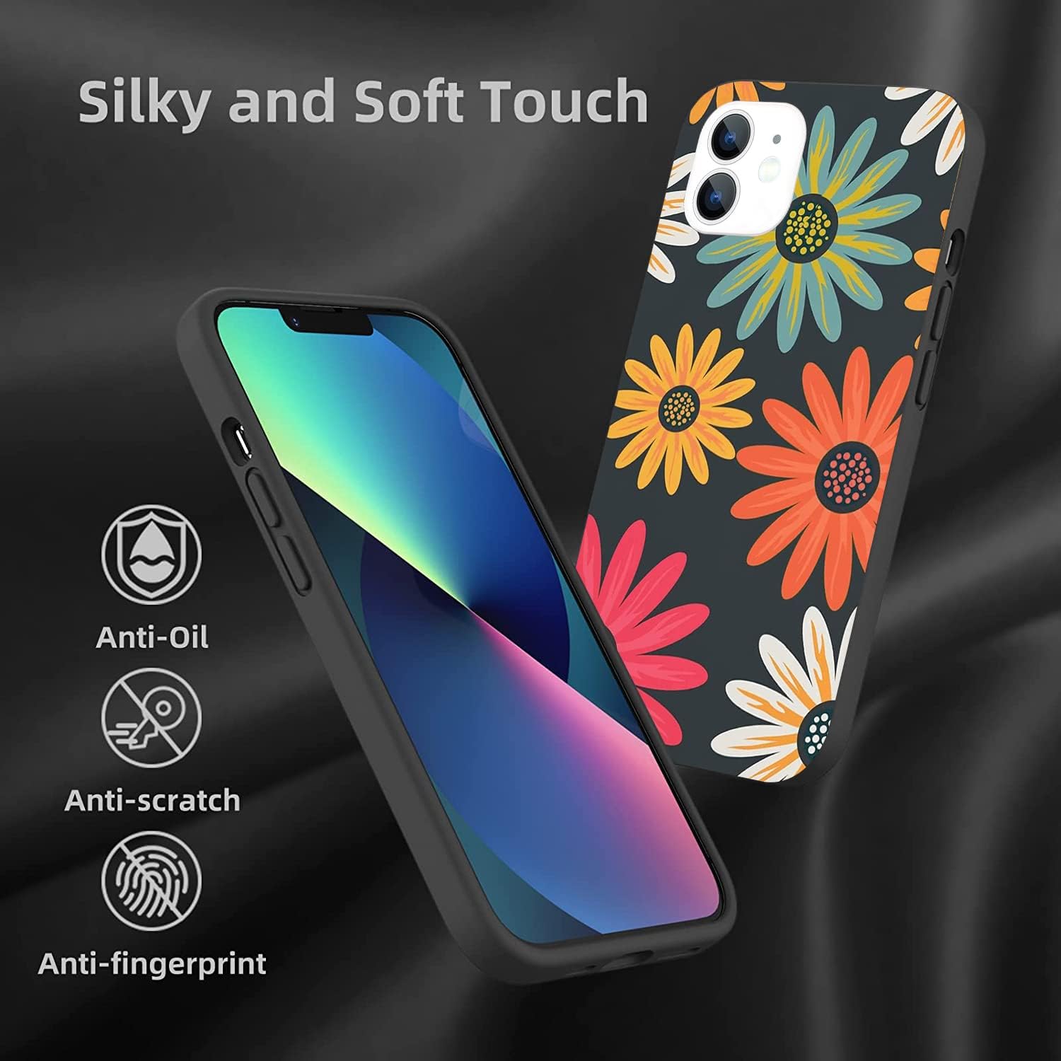 Compatible con iPhone 11, funda moderna con diseño de margaritas, diseño de flores de margaritas, funda de TPU suave para niñas, niños, mujeres y