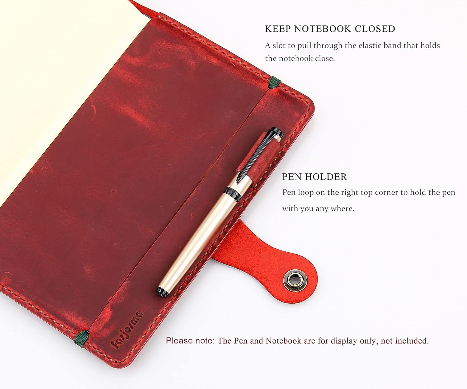 Moleskine – Funda hecha a mano para cuaderno Moleskine de tapa dura, tamaño grande, 5 x 8.25 pulgadas, funda de cuero vintage con soporte para