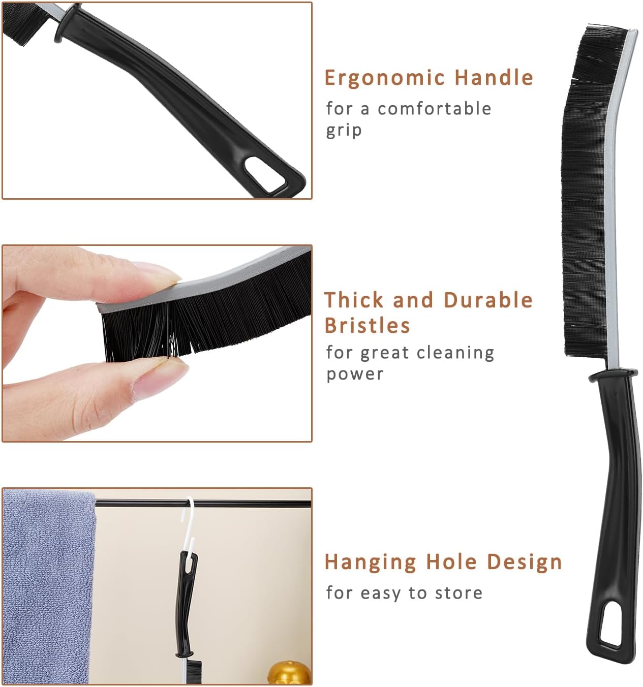 Cepillo de limpieza de huecos, cepillo de limpieza de hendiduras de cerdas duras para uso doméstico, cepillos de limpieza de baño para limpieza