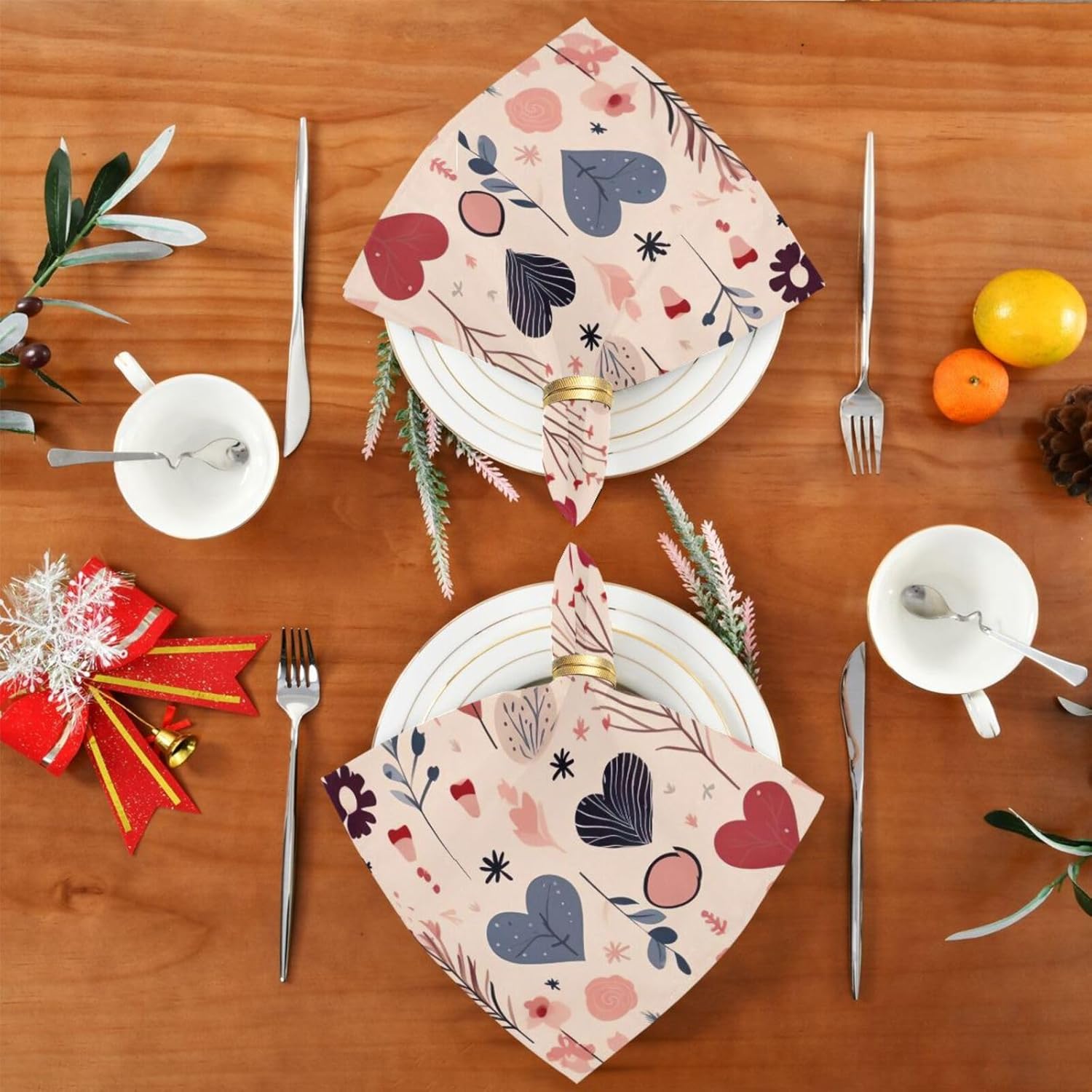 Burbuja Juego de 6 servilletas de tela de corazón de San Valentín, 20 x 20 pulgadas, lavables, decorativas, para cenas familiares, bodas, fiestas,