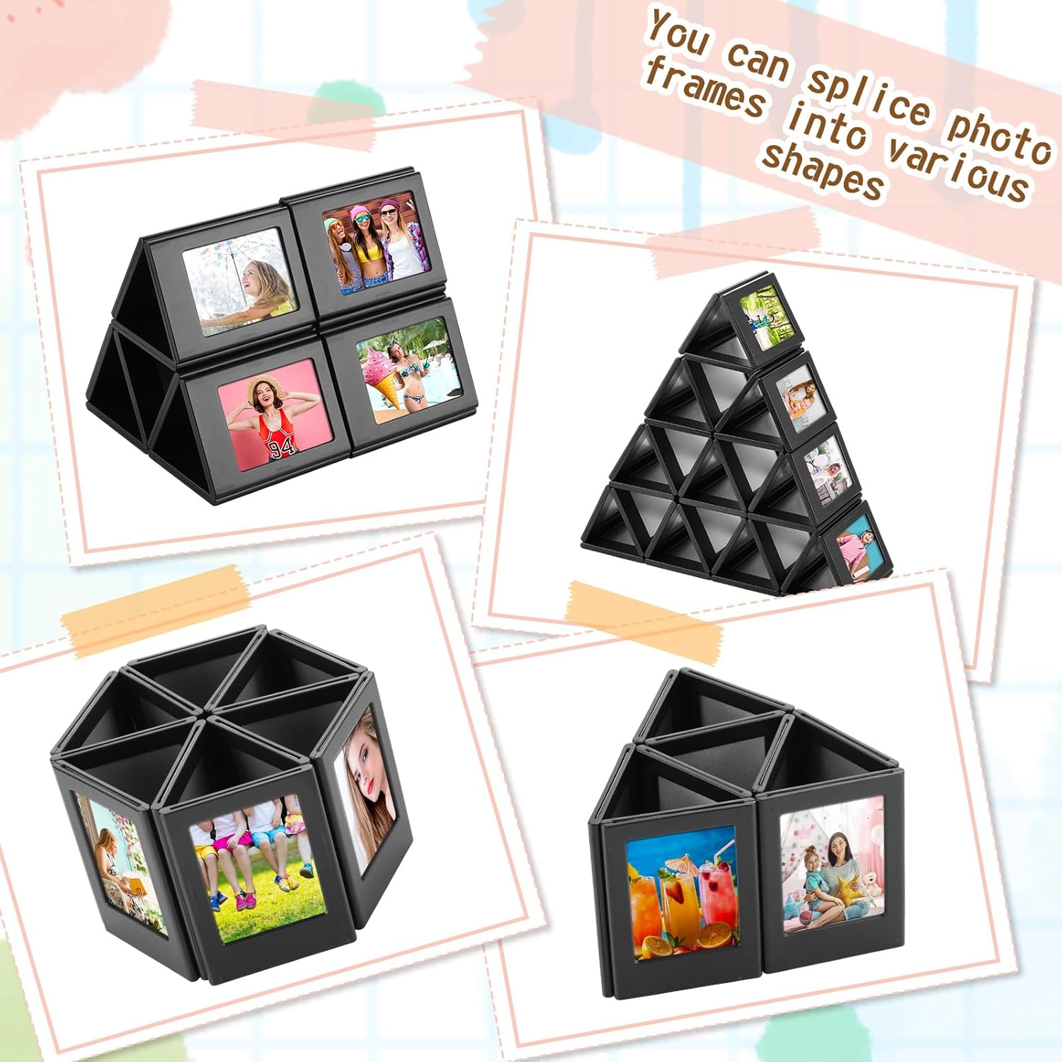 Paquete de 30 mini portarretratos magnéticos de 2 x 3 pulgadas, imán para refrigerador, portarretratos para mesa, juego de marcos de fotos