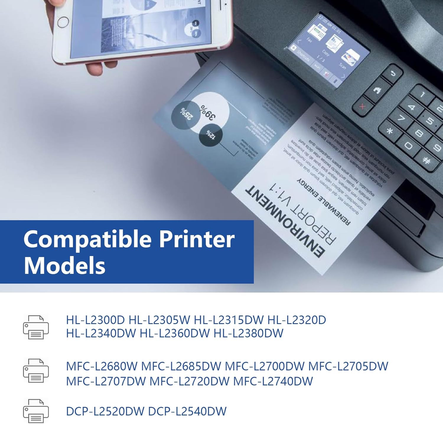 TN-630 TN630 Cartucho de tóner de alto rendimiento negro de repuesto para impresora Brother TN 630 Toner HL-L2300D HL-L2305W MFC-L2680W MFC-L2685DW