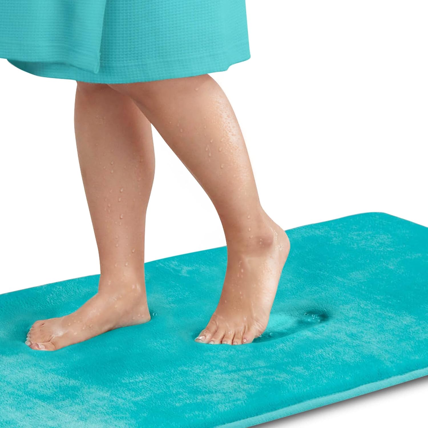 Genteele – Tapetes de baño antideslizantes, color verde azulado, 20 x 32 pulgadas y de secado rápido, alfombras de espuma viscoelástica