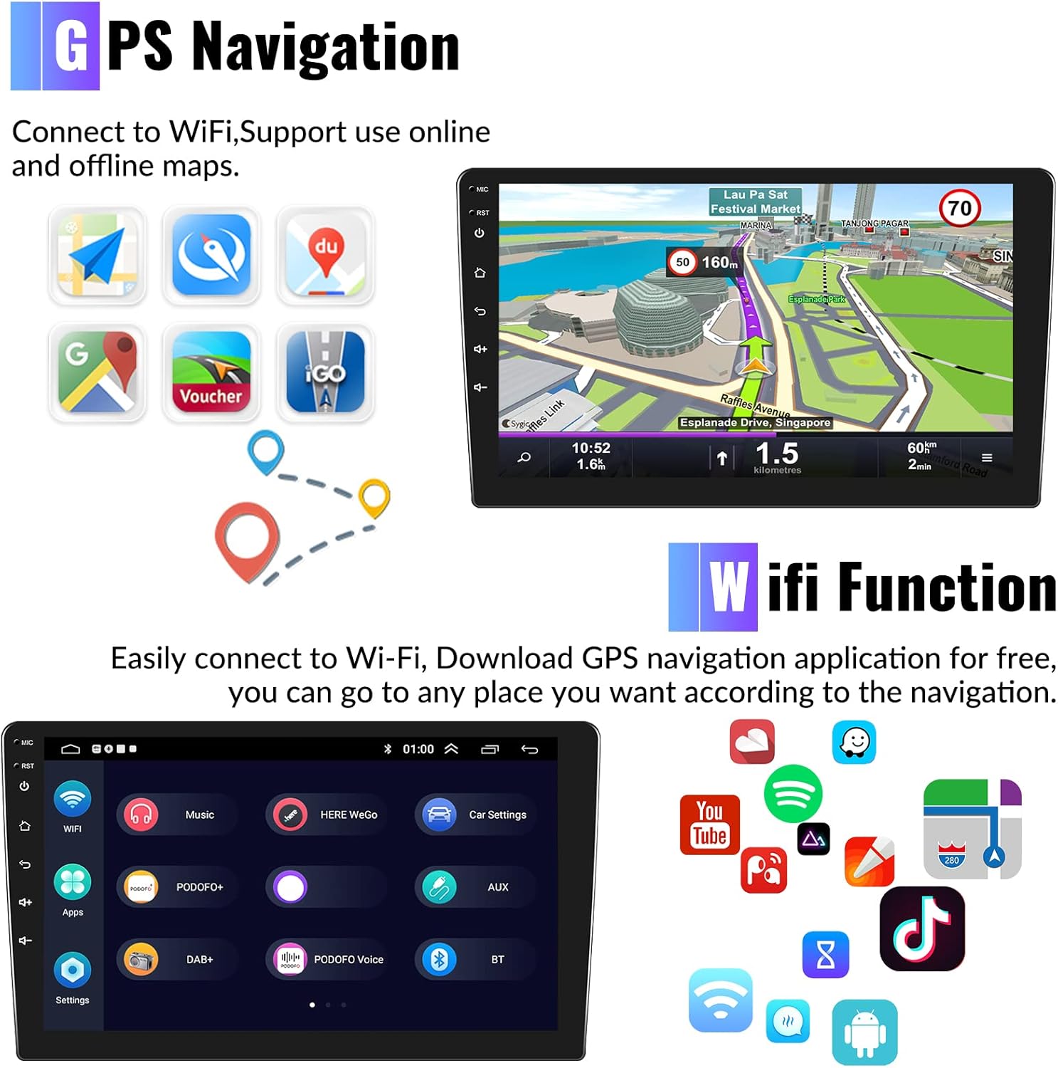Para Hyundai Elantra 2011-2013 Android 13 Estéreo de coche con Apple Carplay Android Auto, 9 pulgadas pantalla táctil Radio coche con navegación GPS
