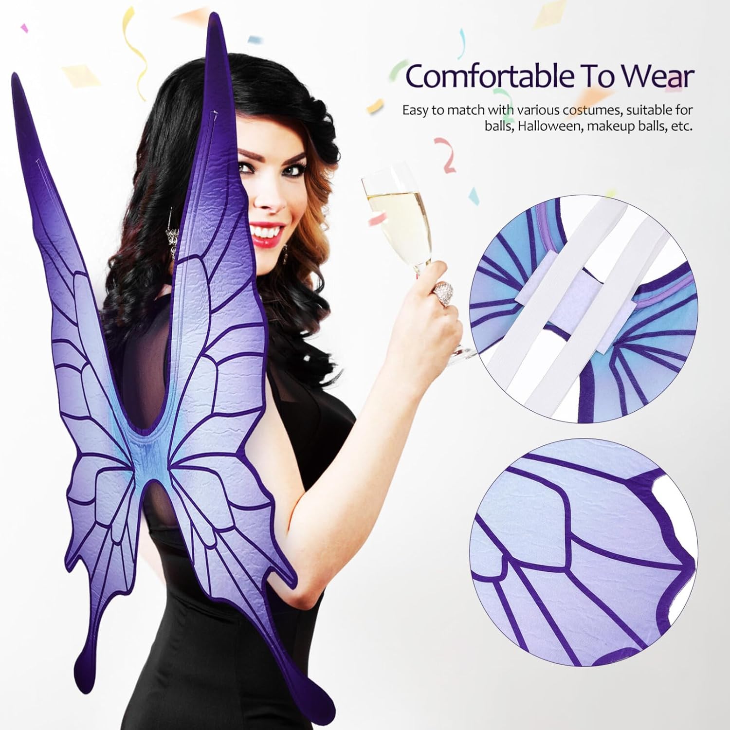 BESPORTBLE Disfraz de alas de mariposa, vestido de mariposa de Halloween para niñas, disfraces de Halloween, alas para fiesta de carnaval de